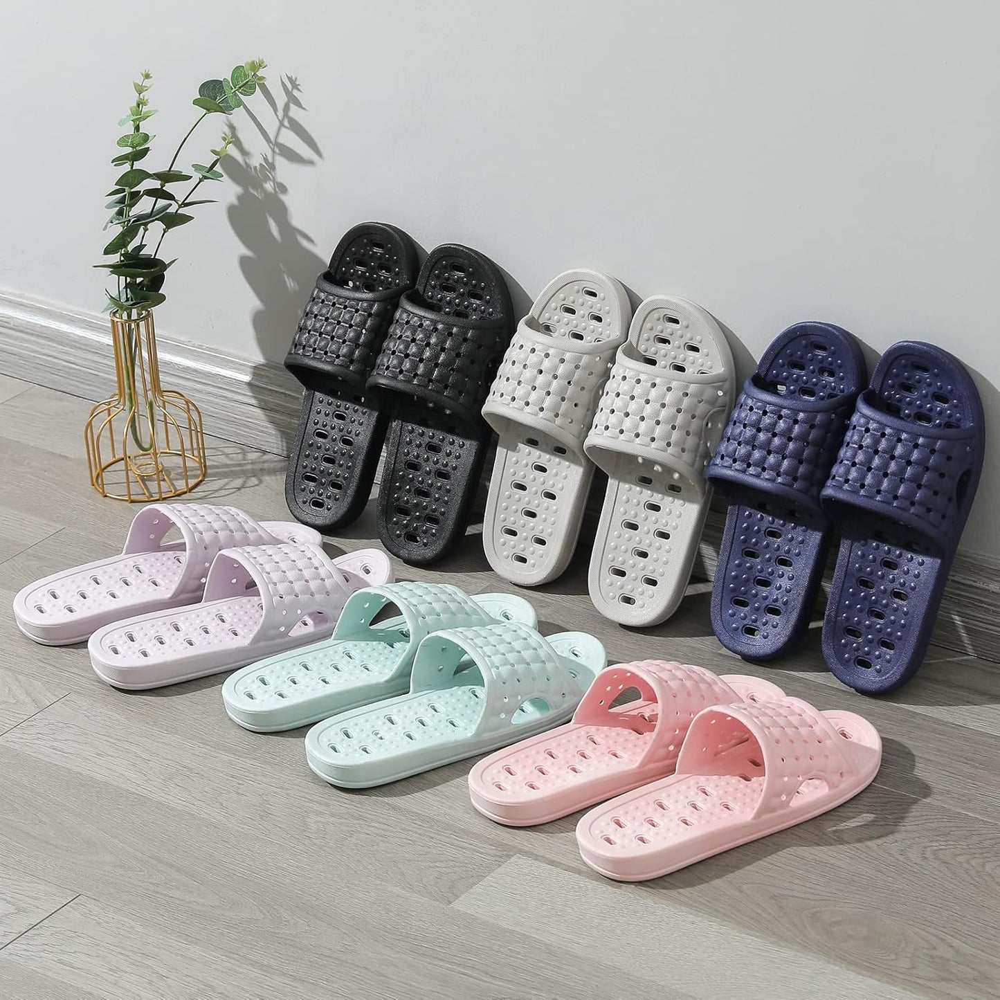 Quick Dry Shower Shoes for Men & Women - Non-Slip Dorm Slippers | Comfortable Slides