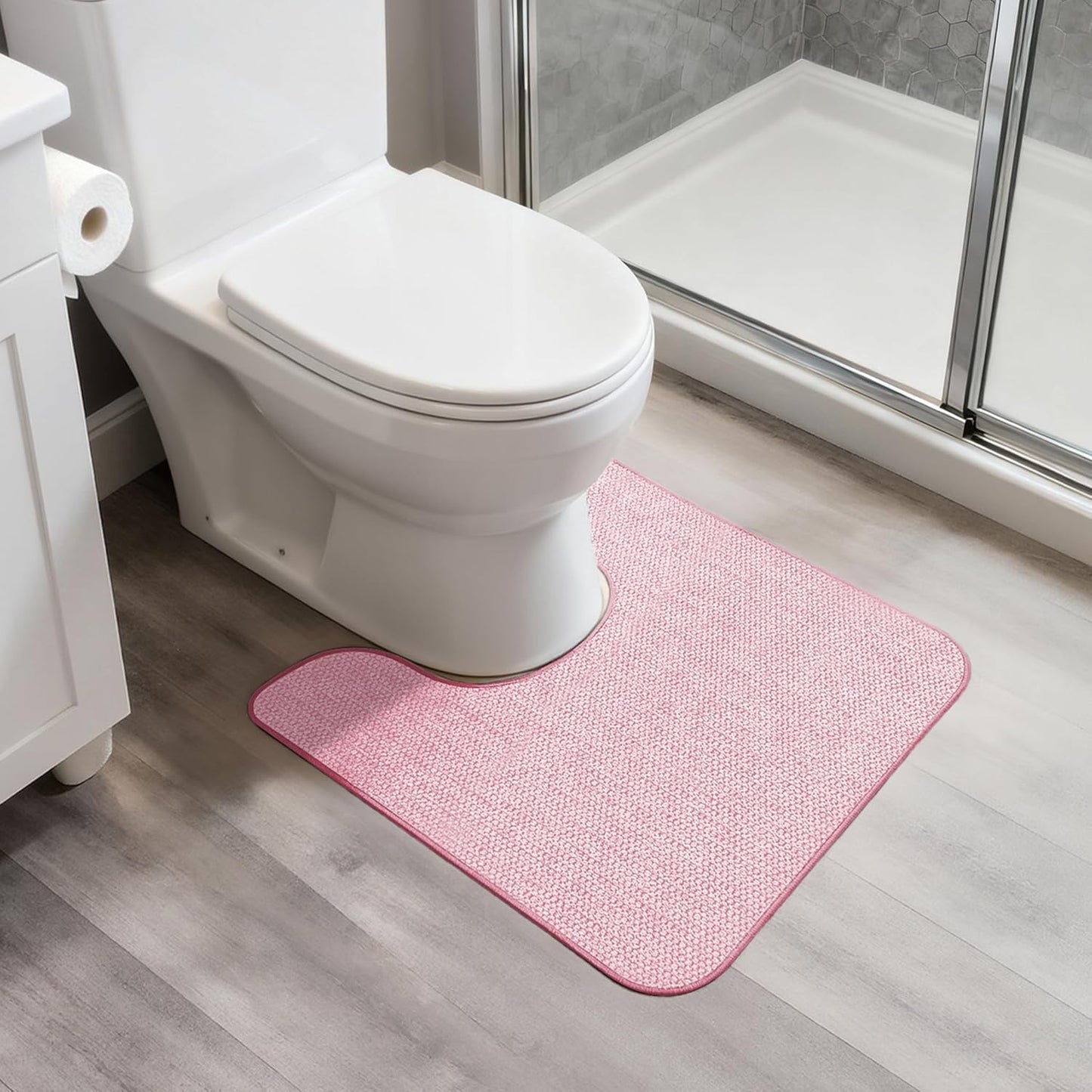 Ultra Thin Bath Mat - Non-Slip Rubber Bathroom Rug, Quick Dry & Absorbent | Grey, 1'5"x2'3" (17x27 Inch)