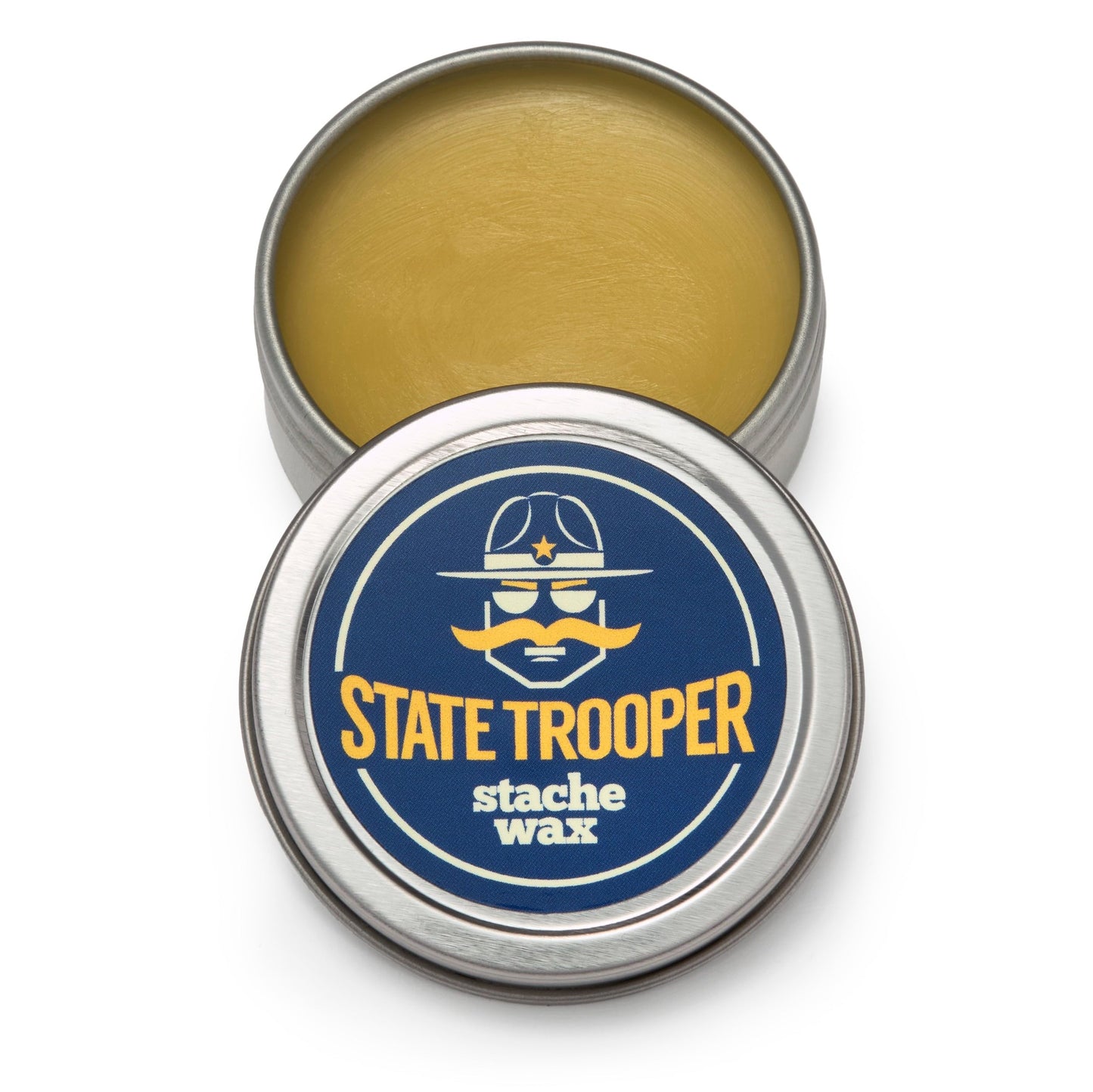 State Trooper Bay Rum - Medium Hold Mustache Wax with Beeswax, Coconut Oil & Lanolin – Natural Moustache Grooming & Styling - Nourishing Moustache Conditioner & Sculpting - 1 Ounce Tin