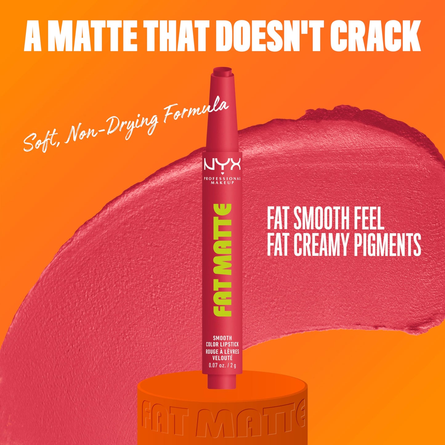 NYX PROFESSIONAL MAKEUP Fat Matte Lipstick, Pigmented, Smoothing, & Non-Drying Lip Crayon, Long Lasting Lip Makeup, Vegan & Cruelty Free - Flamingo Feather (Warm Pink)