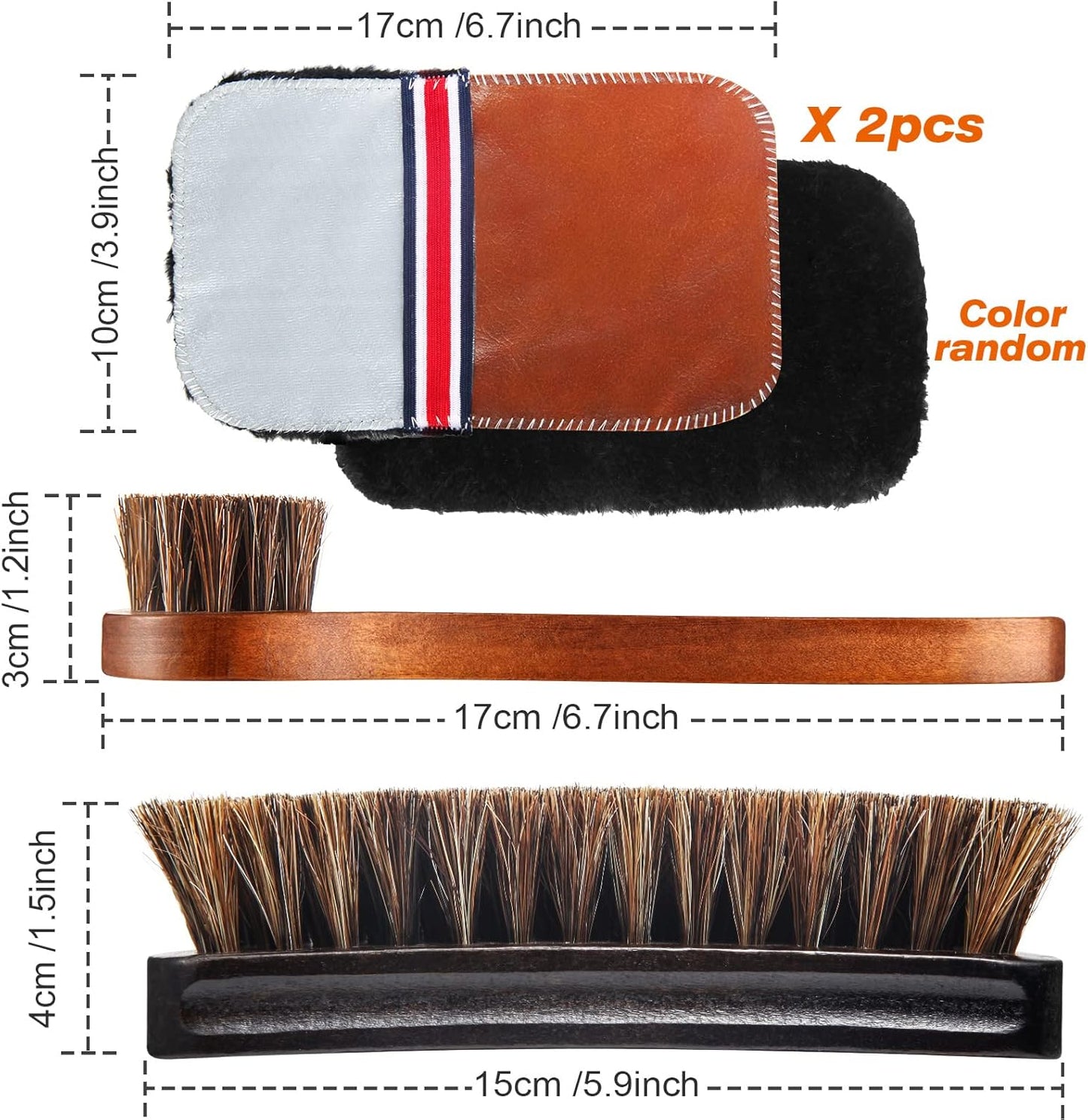 Horsehair Shoe Brush Kit - 4 Pcs Leather & Suede Cleaning Brushes with Microfiber Gloves | Shoe Care Essentials