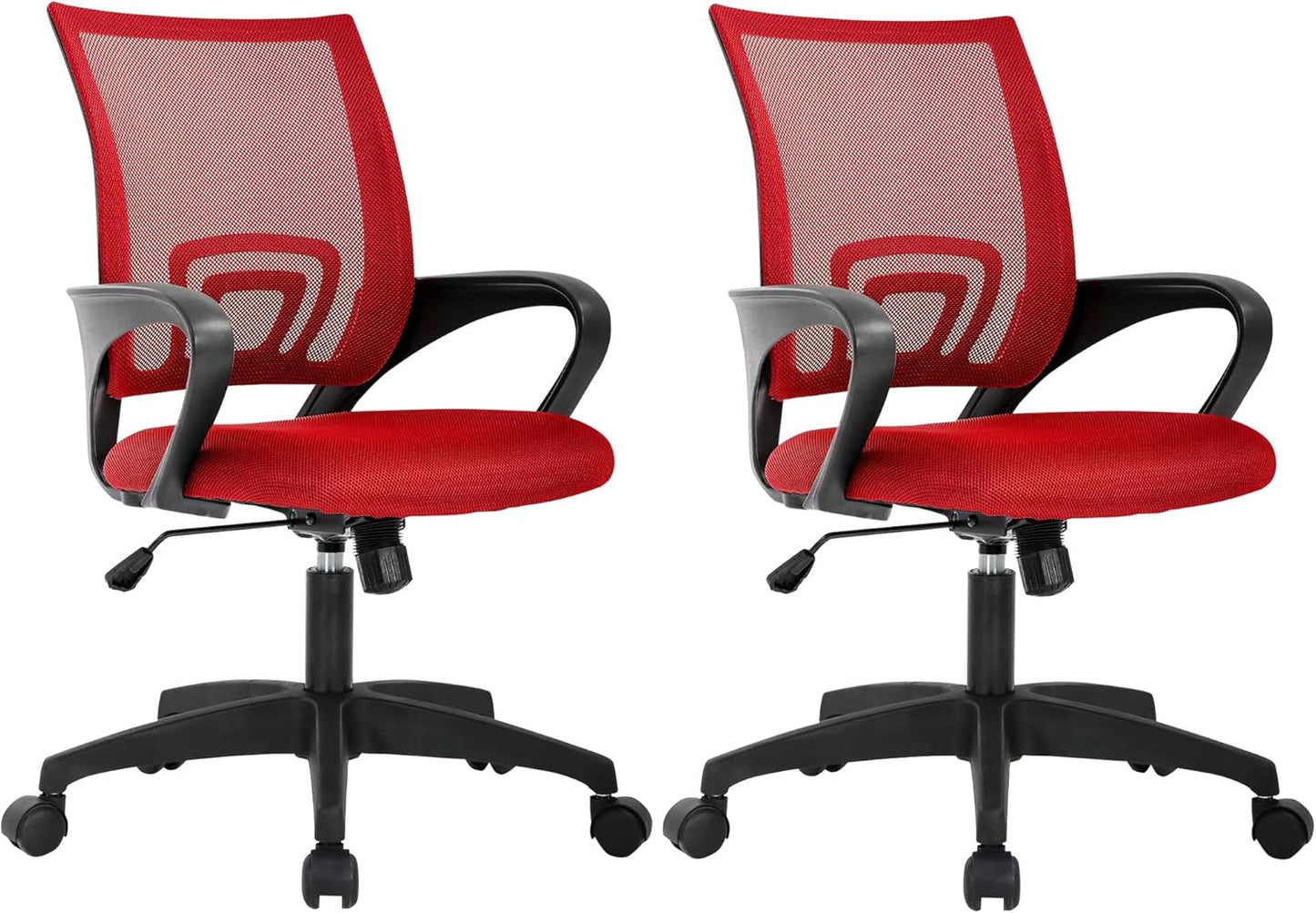 Ergonomic Office Chair - Mid-Back Swivel Desk Chair with Breathable Backrest & Lumbar Support | Adjustable Height | Black