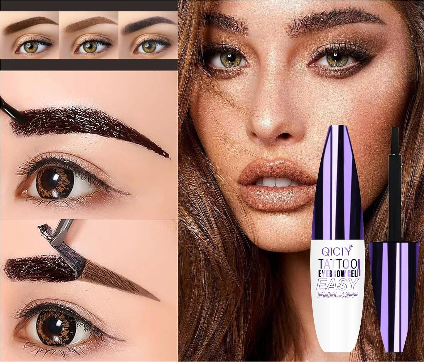 Peel-Off Eyebrow Gel - Waterproof & Sweatproof Brown Brow Gel for Flawless, Natural-Looking Brows | Long-Lasting, 1 oz