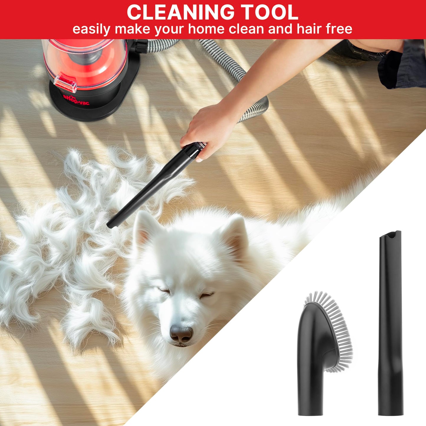 Shop-Vac 4-in-1 Dog Grooming Vacuum, Pet Grooming Vacuum for Shedding, Pet Grooming Kit for Dogs & Cats, Low Noise, 10000Pa Suction with 15 Accessories, 3.3L Dust Cup for Home Shedding & Trimming