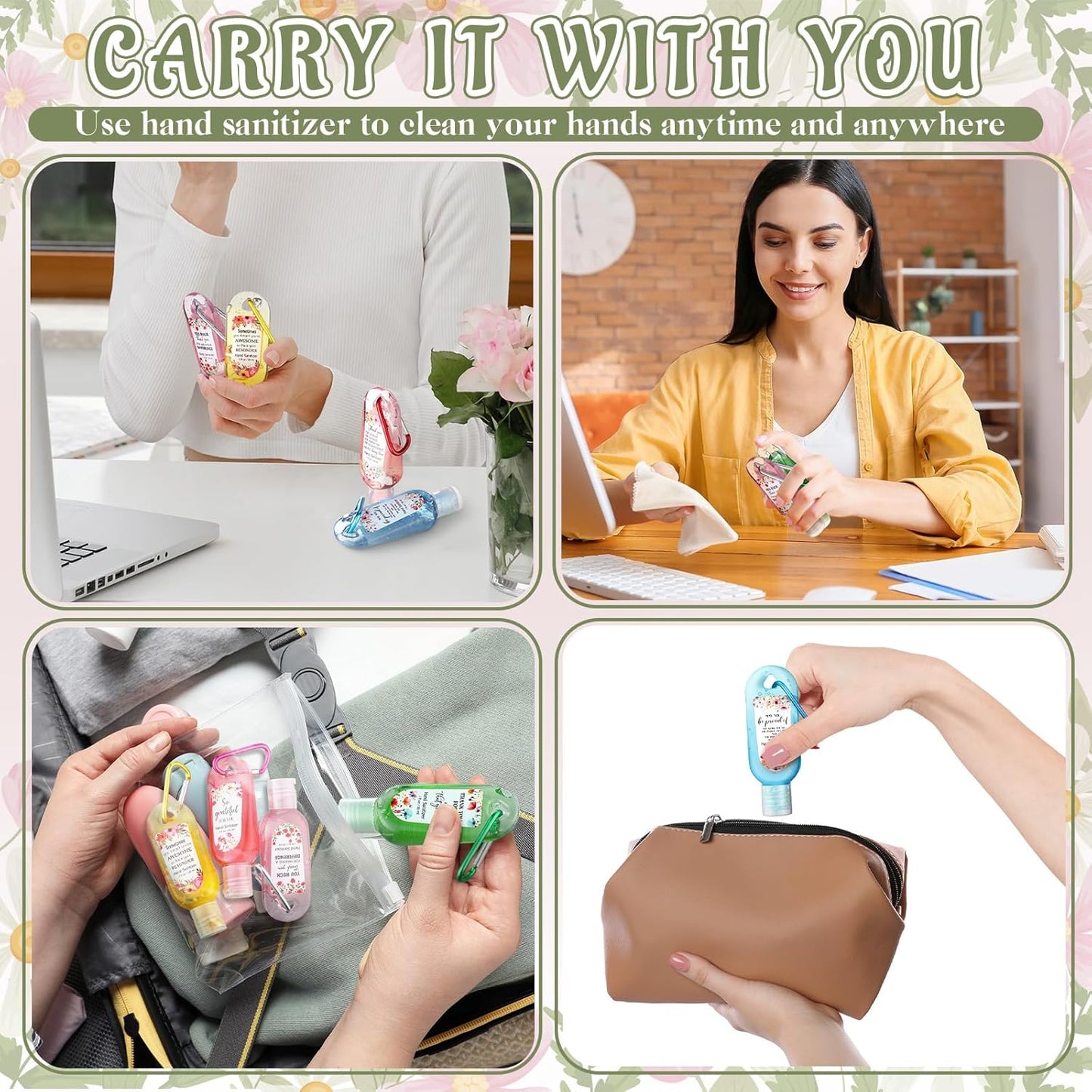 Mini Travel Size Hand Sanitizer Keychain - 24 Pcs Gift Set for Teachers, Nurses & Staff | Appreciation Thank You Bulk