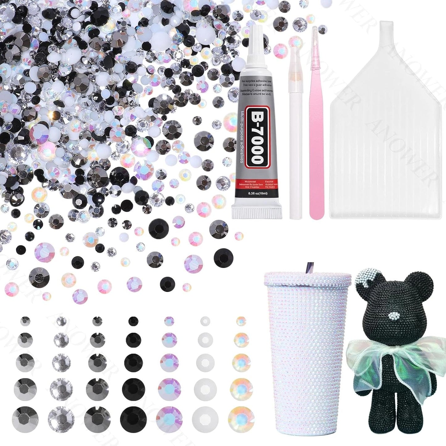 Mixed Light Color Resin Flatback Rhinestones - 16,000 Pcs for Crafting & DIY Projects | 2-6mm Gems for Makeup & Tumblers