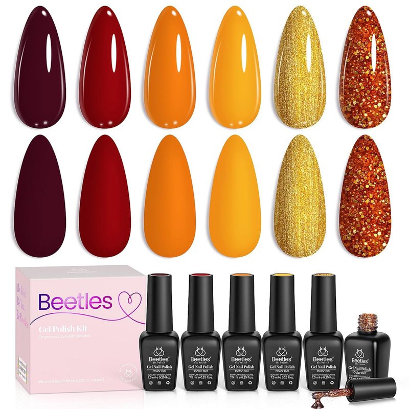 Beetles Gel Nail Polish Set - 6 Vibrant Colors for DIY Nail Art | UV/LED Compatible Manicure Kit