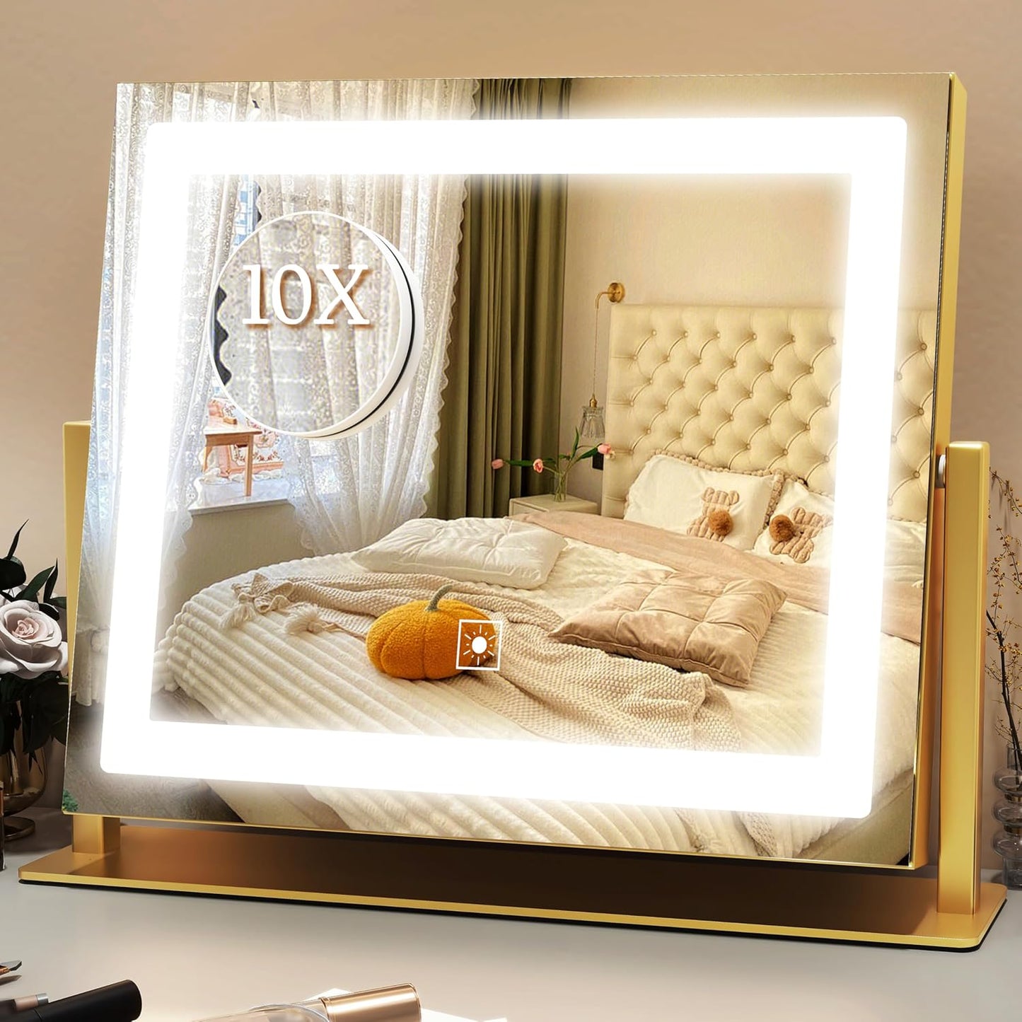 Lighted Vanity Mirror - 23x18 Inch Dimmable LED with Touch Control | Large Makeup Mirror for Dressing Room