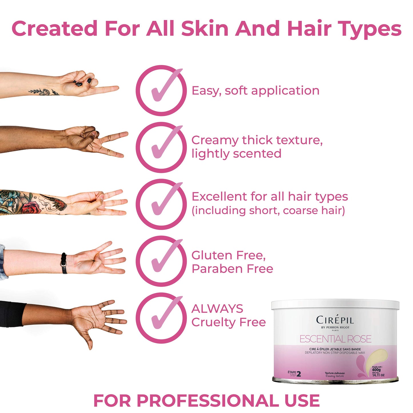 Cirepil - Escential Rose - Light Rose Scent - All-Purpose, Creamy Texture - Perfect for Bikini Waxing
