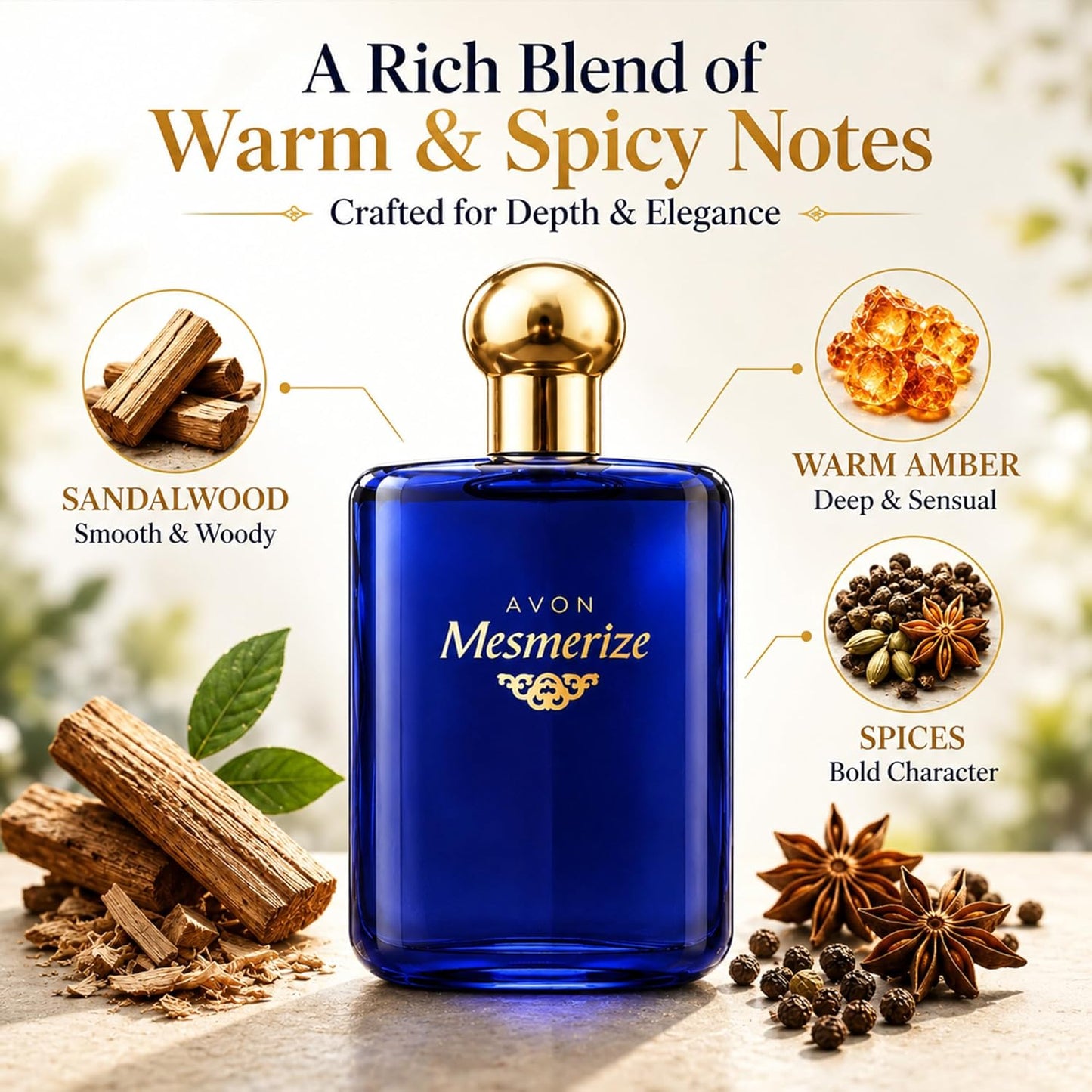 AVON Mesmerize Cologne Spray - Long-Lasting Men's Cologne with Sandalwood & Amber | 3.4 fl oz Travel Size