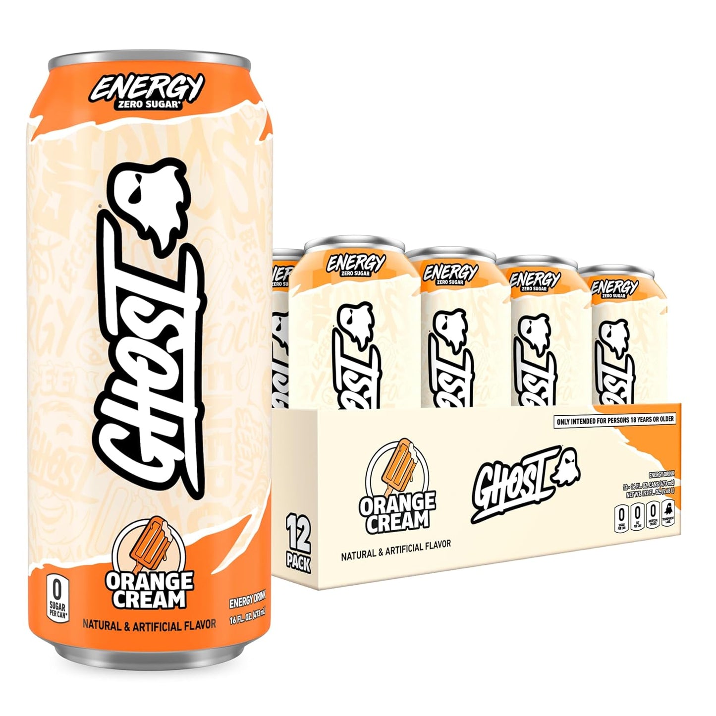 GHOST Energy Drink - 12-Pack Welch's Grape 16oz Cans | Natural Caffeine, Vegan & Gluten-Free Energy Boost