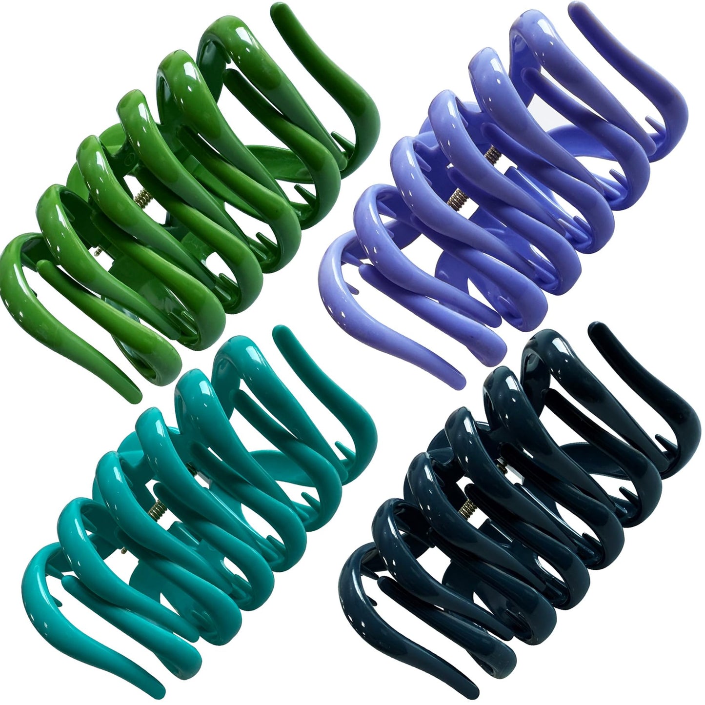No Break Large Claw Clips for Thick Hair,Jumbo Octopus Hair Clips for Women Long Hair, Big Jaw Clips Curly Hair,Giant Clamps Clips 4 Pack Hair Styling Accessories Mixed Set (Fresh color)
