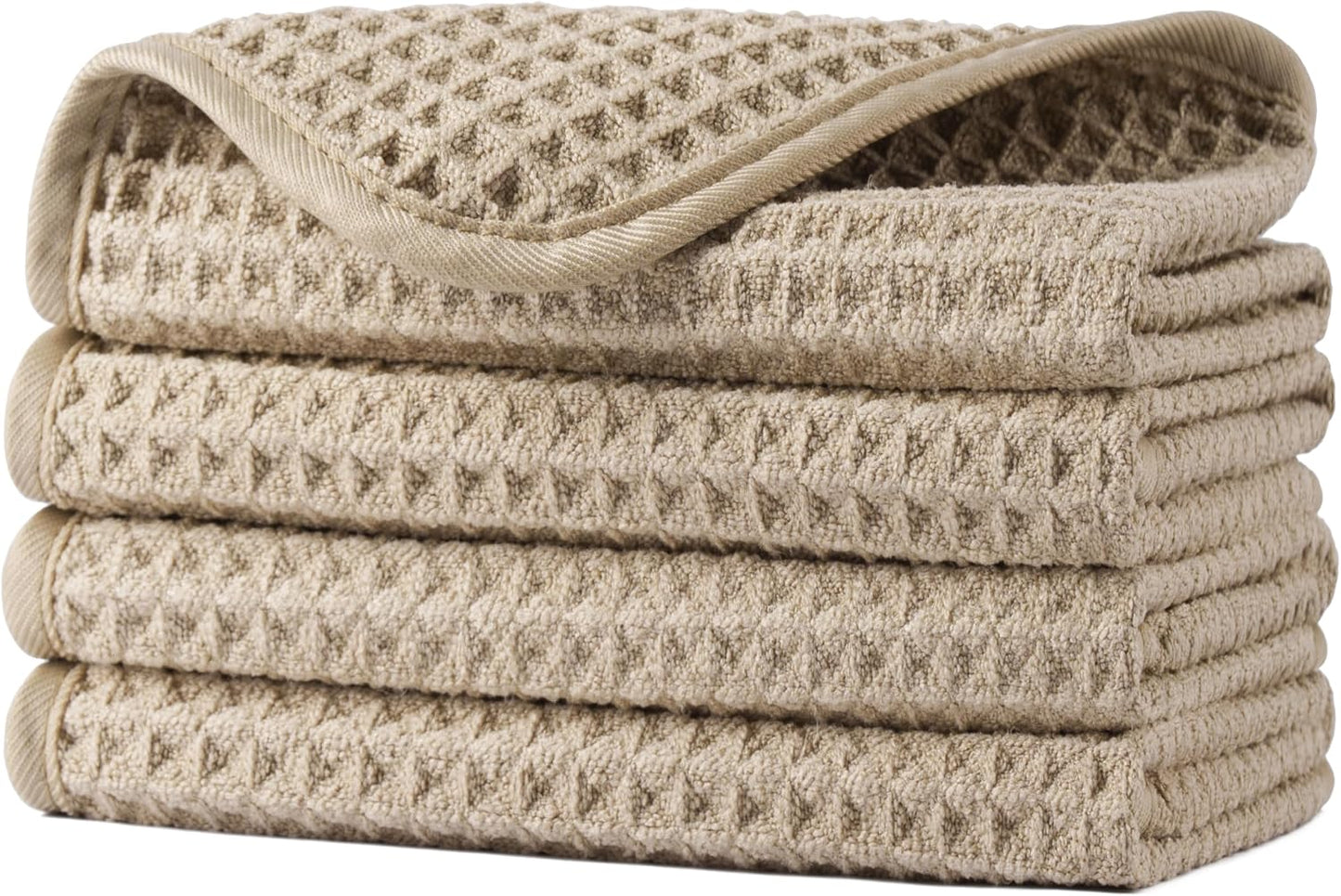Microfiber Washcloths - Lint-Free Face Towels, 430 GSM | 13 x 13 in, 4 Pack - Waffle Weave