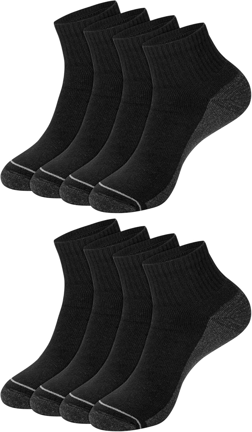 Men's Crew Socks - Max Cushion Moisture-Wicking Ankle Socks | 8 Pairs, Cushioned Comfort