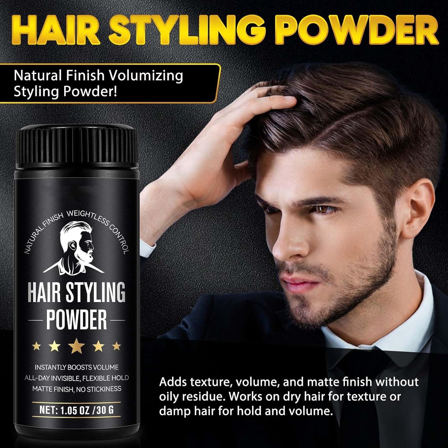 Hair Styling Texture Powder - Volumizing & Texturizing for Men & Women | Matte Finish, Non-Sticky, 1.05oz/30g