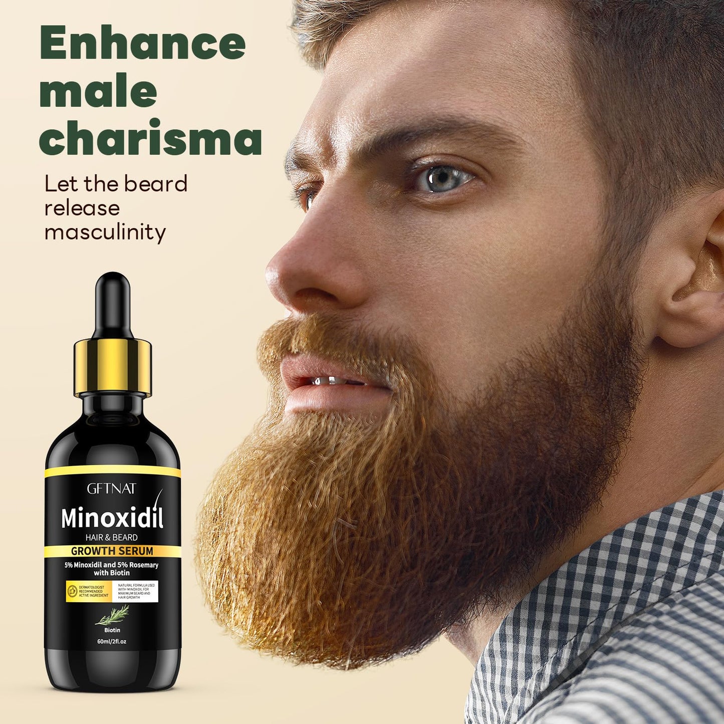 5% Minoxidil with Rosemary for Men and Women Hair Growth,Beard Growth Kit,Scalp Serum for Thicker Fuller Hair - 1.9 FI Oz (Pack of 2)