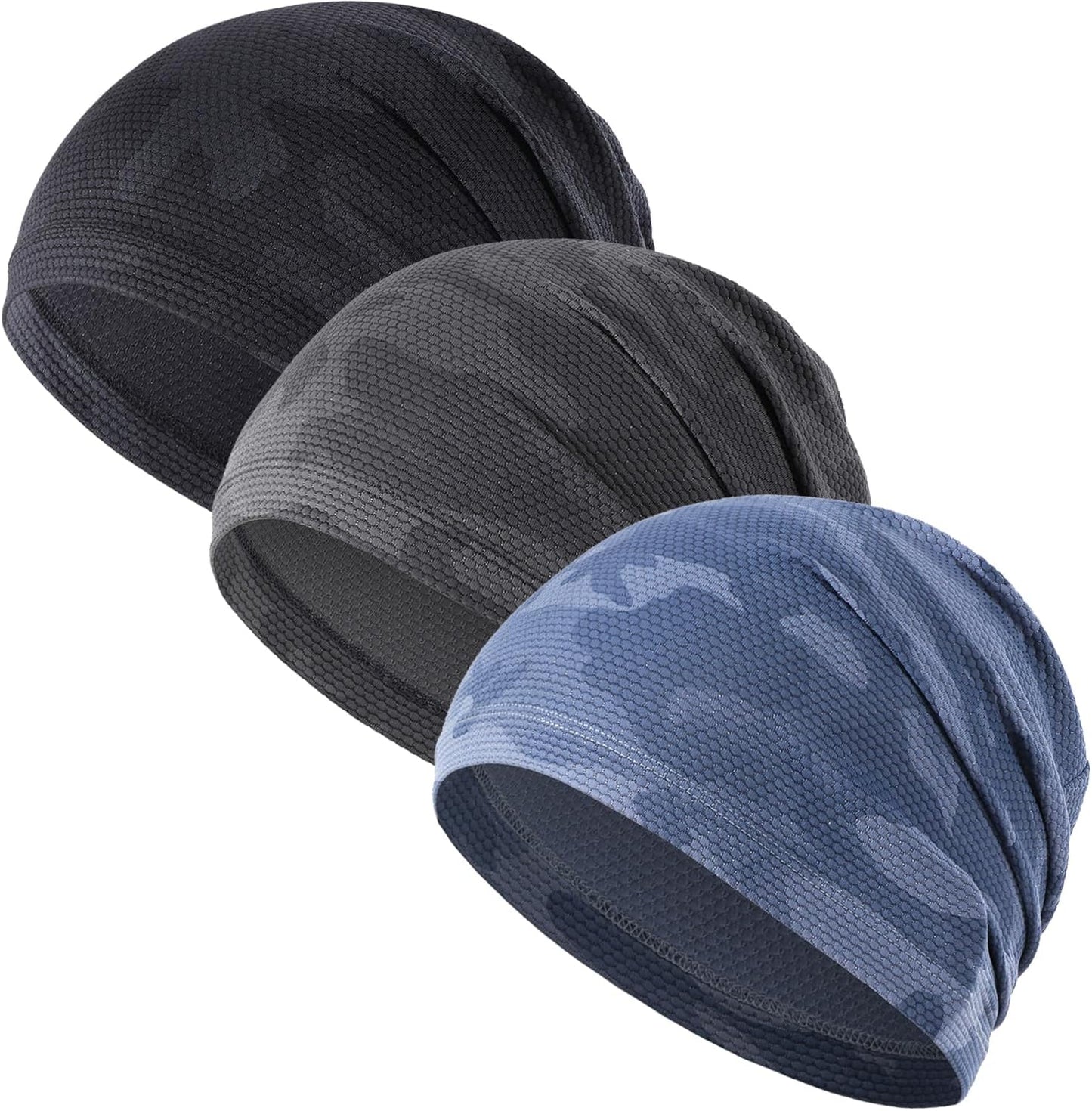 WTACTFUL 3-Pack Cooling Skull Caps - Breathable 3D Mesh Running Hats for Men & Women | Summer & Winter Use
