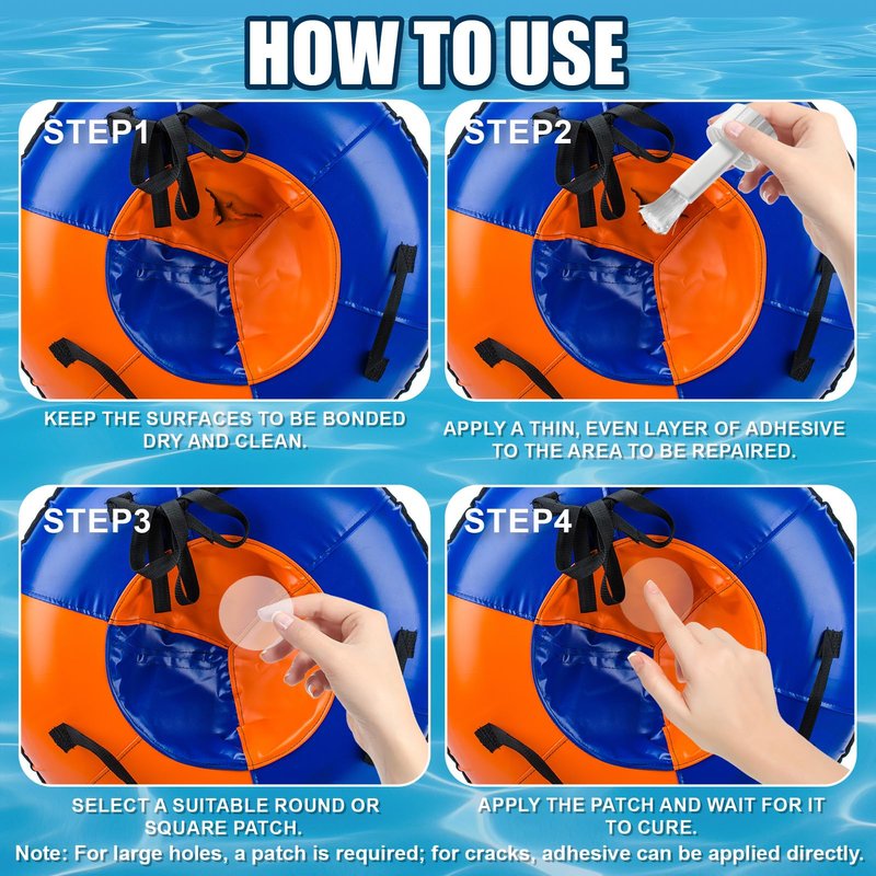 kuailaya Vinyl Cement, Vinyl Patch Kit include 8.8oz Vinyl Glue Vinyl Repair Patch and Scraper Waterproof High Bonding Strength and Sealing High Weather Resistance for Pool Liners Tarps Air Mattresses