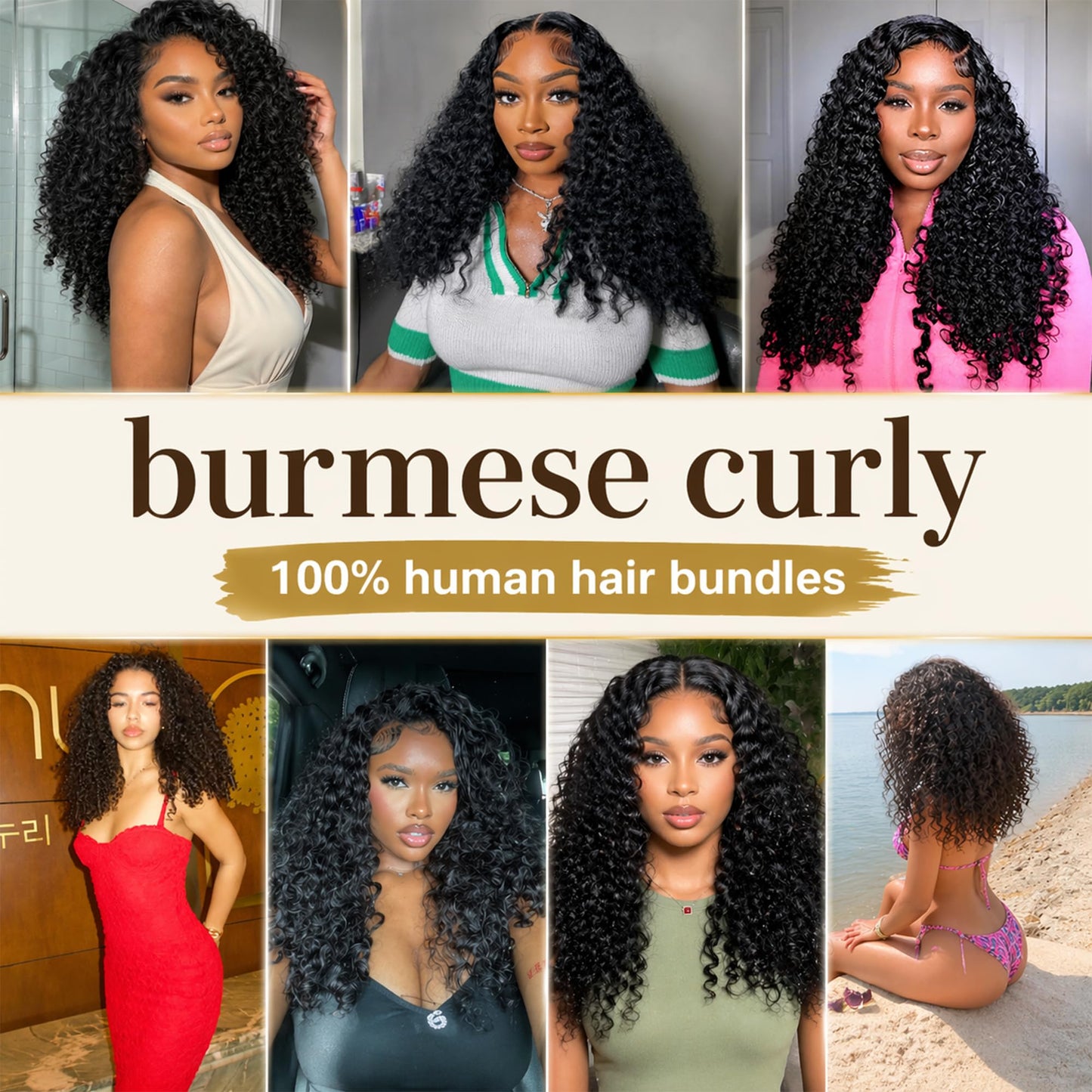 20 22 24 Inch Burmese Curly Human Hair Bundles 3C4A Water Wave 100% Unprocessed Virgin Hair Double Weft Quick Weave Extensions for Women Natural Color (Only 3 Bundles without Closure)