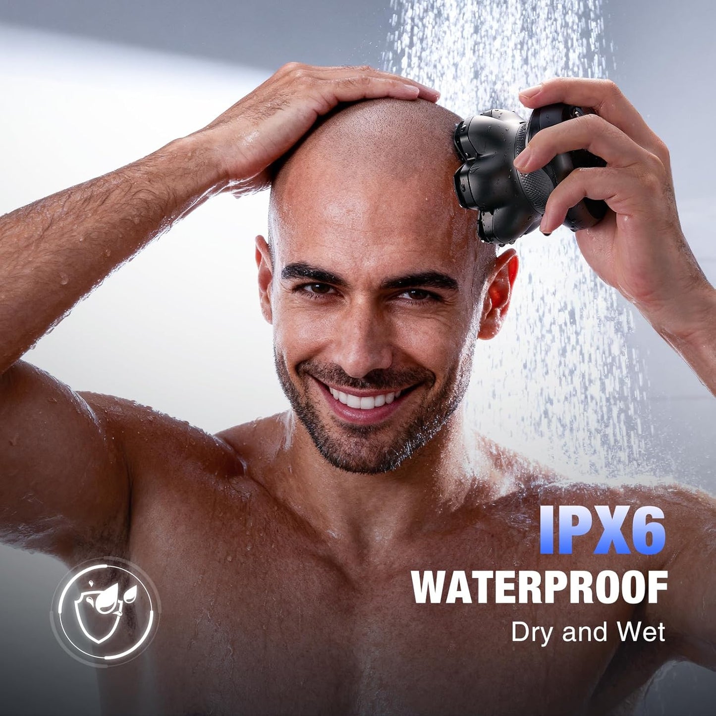 7D Head Shaver for Bald Men - Dual Speed Electric Razor with IPX6 Waterproof Design | Cordless, Gray