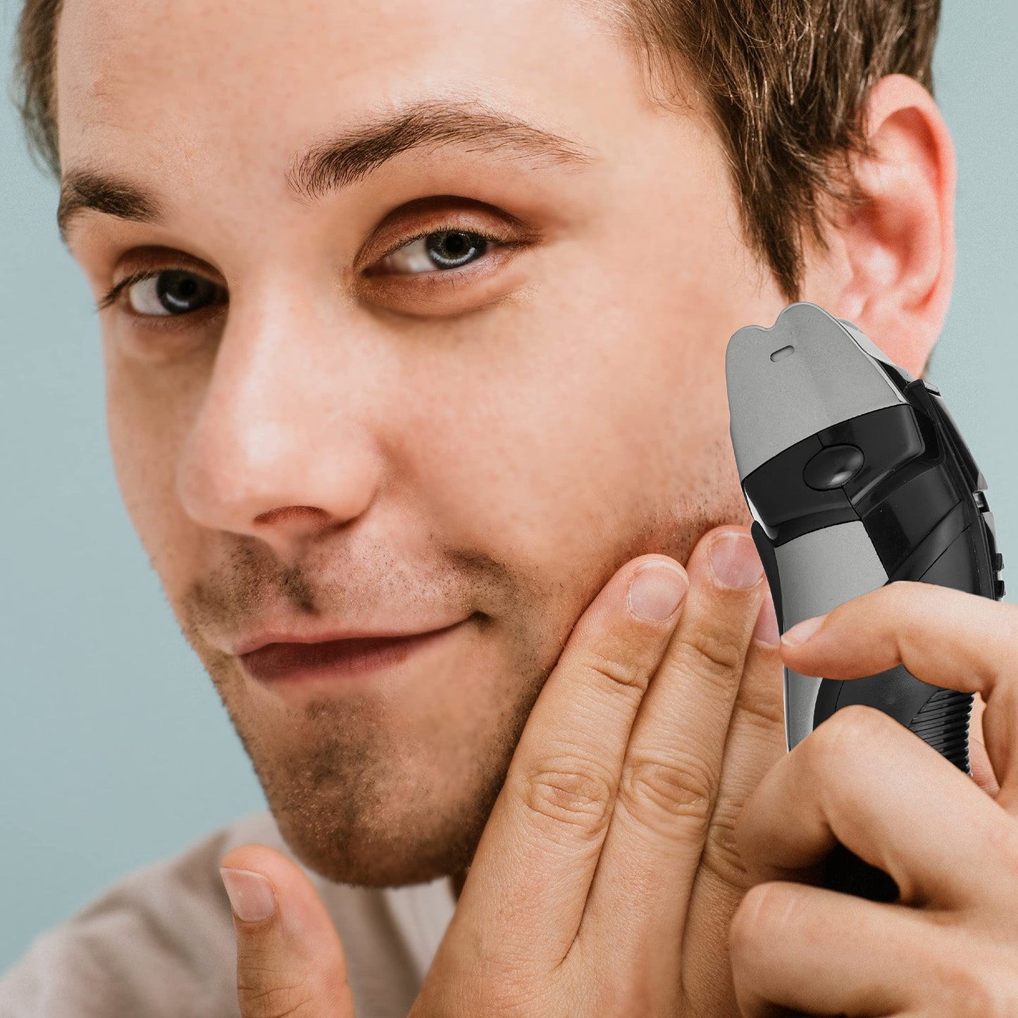 ChargeWorx Groom Essentials Dual-Foil Rechargeable Electric Shaver, Cordless, Ergonomic Electric Razor with Pop-Up Beard and Mustache Trimmer for Travel, LED Battery Indicator, Includes Cleaning Brush