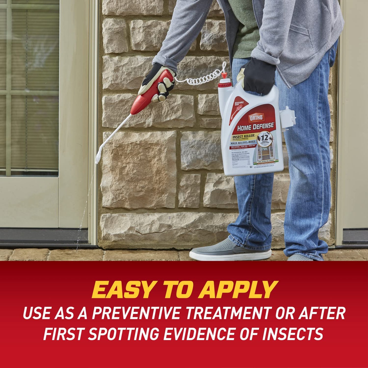 Ortho Home Defense Insect Killer for Indoor and Perimeter2 with Comfort Wand - Ready-To-Use Bug Spray, Kills Ants, Cockroaches & Spiders, 1.33 gal.