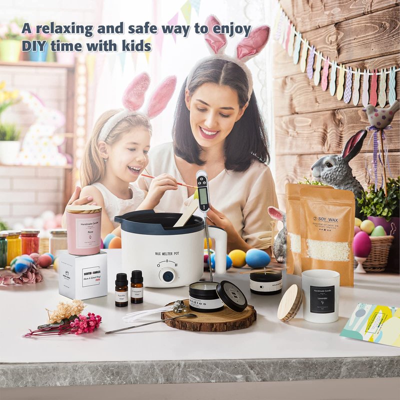 Electric Wax Melter for Candle Making with Pouring Spout, Non-Stick Small Candle Making Pouring Pot, Candle Melting Pot