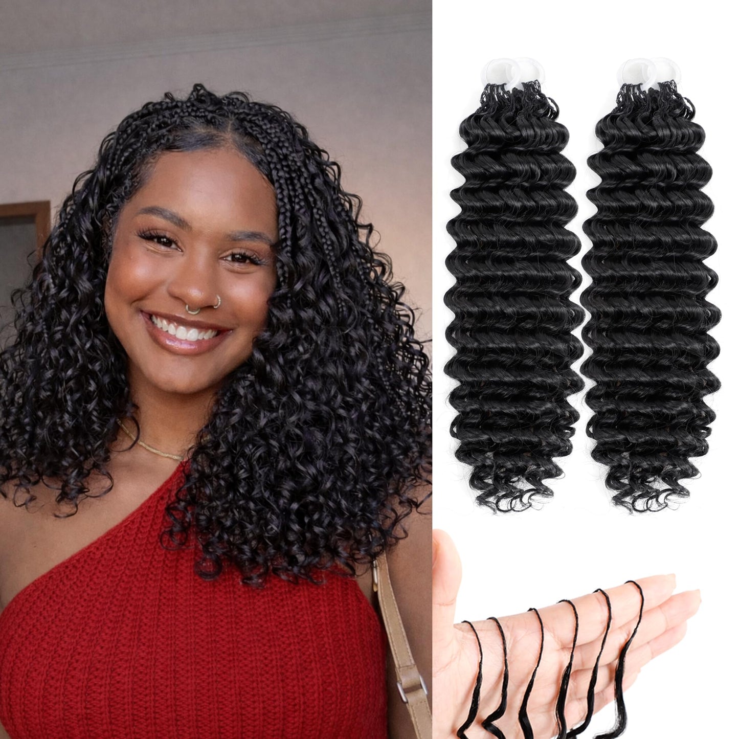 12 Inch Feather Crochet Hair for Black Women Deep Wave