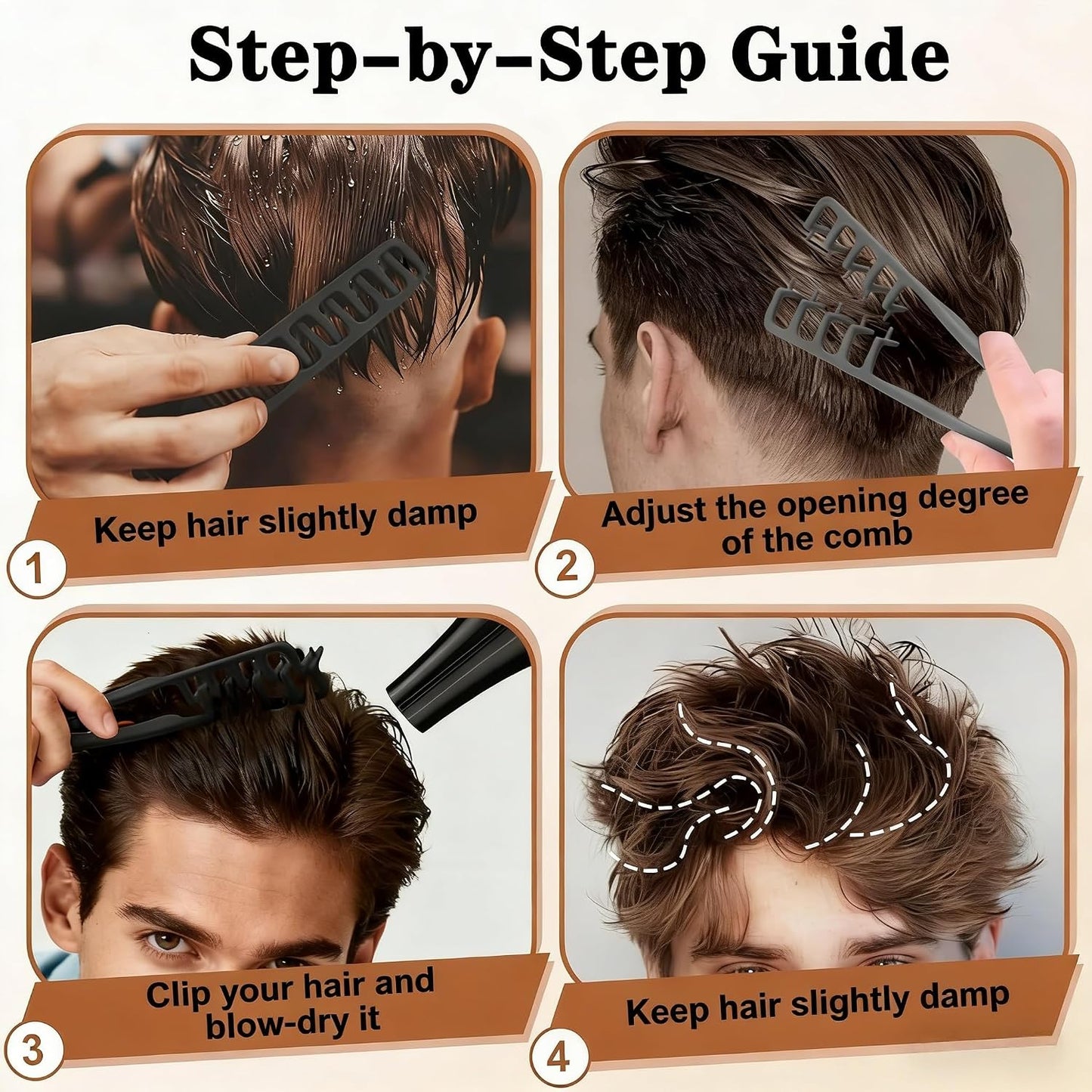 Voluminous Wide-Toothed Hair Comb Set - 2 Pcs Dual-Purpose Tool | Textured Grip, ABS Plastic, Black & Grey