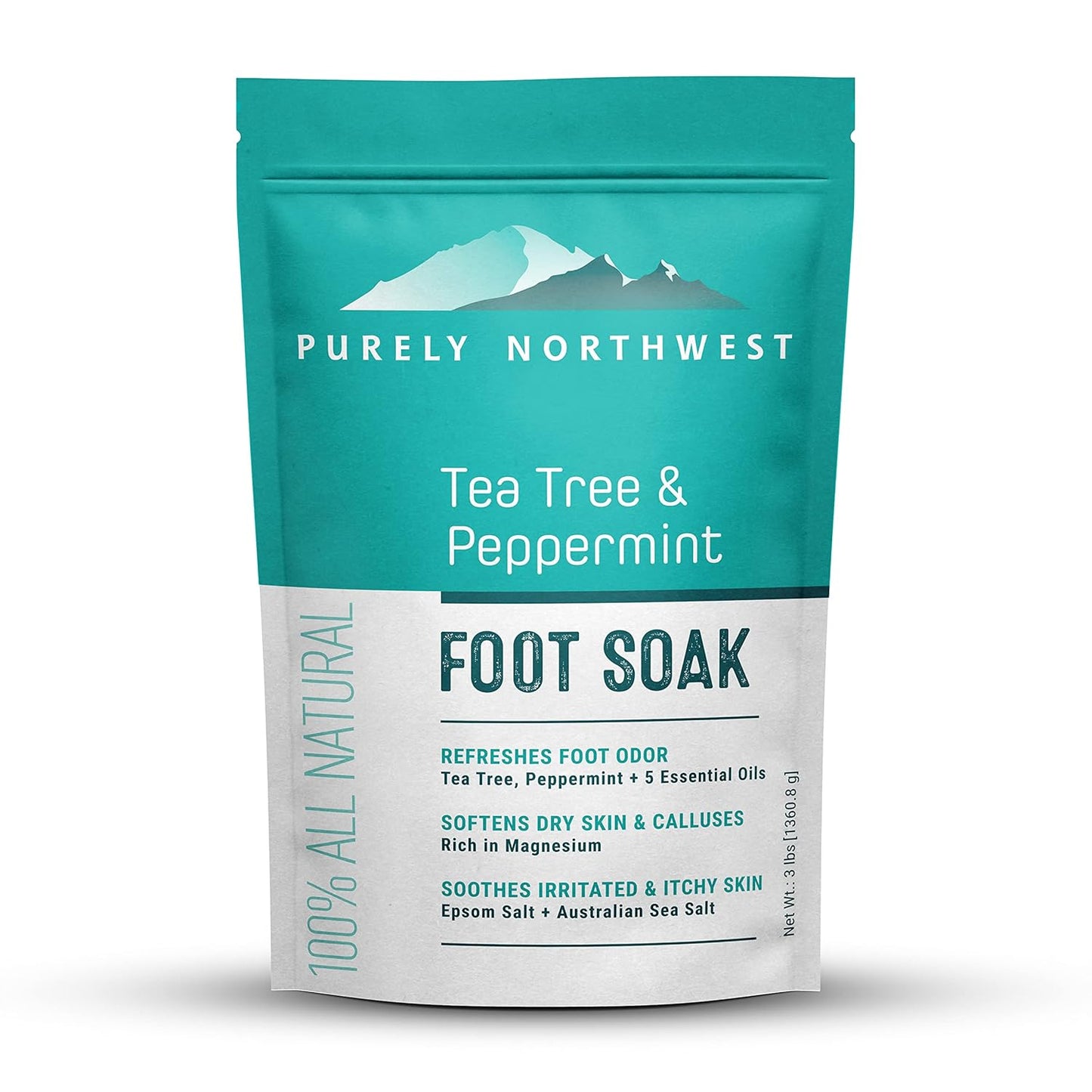 Tea Tree & Peppermint Foot Soak - Epsom Salt for Athletes Foot Relief | Softens Dry Skin & Calloused Heels - 1 Pound
