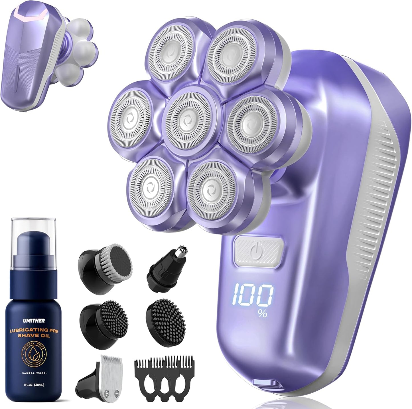 Electric Shaver for Women - 7D Magnetic Heads, Waterproof Wet/Dry Razor | USB Rechargeable, Purple