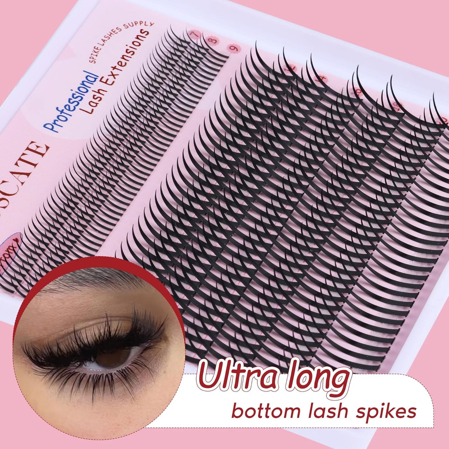 Lash Clusters with Spikes - Ultra Long 12-22mm Eyelash Extensions for Manga & Spiky Looks | DIY Multi-Eye Styles