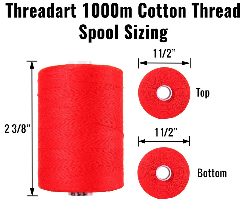 Threadart 100% Cotton Thread | for Quilting, Sewing, and Serging | 1000M Spools 50/3 Weight | White