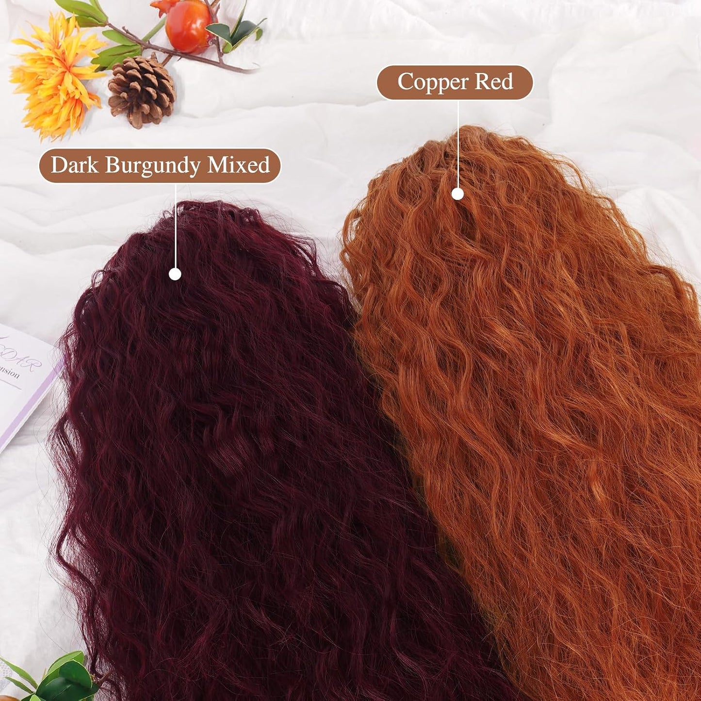 22 Inch Long Curly Wavy Copper Red Ponytail Extension - Synthetic Clip-In Hairpiece for Women | Voluminous Hair