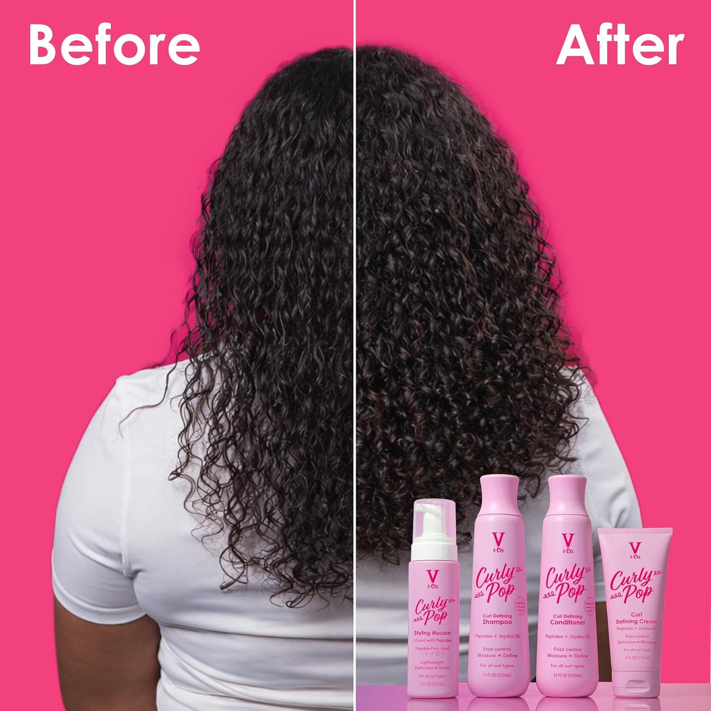 Curly Pop Curl Defining Mousse - Anti-Frizz Hair Care with Peptides & Jojoba Oil | 6 oz