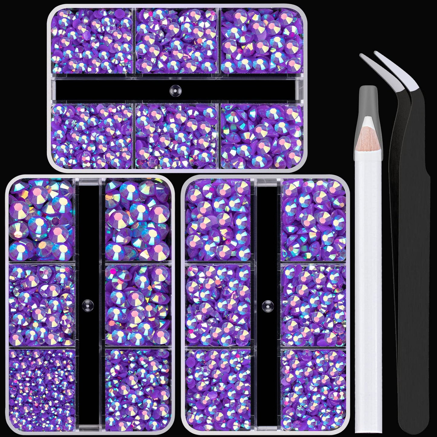 BELLEBOOST Jelly Rhinestones Bedazzling Kit - 45000 Pcs, 40 Colors, 3mm Flatback Gems for Crafting | Includes 3 Pcs B7000 Glue