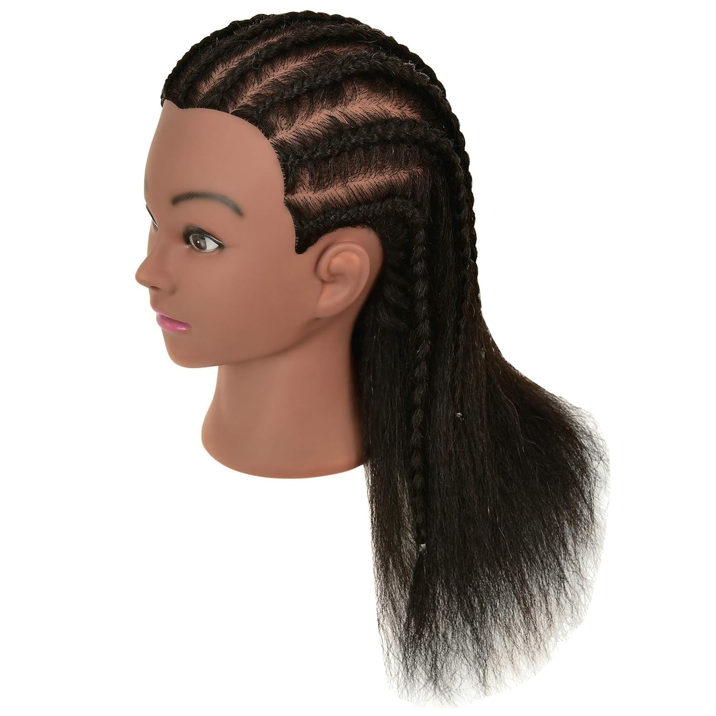 Human Hair Mannequin Head - Realistic Styling Practice Doll with Stand for Cosmetology | Ideal for Braiding & Hairdressing