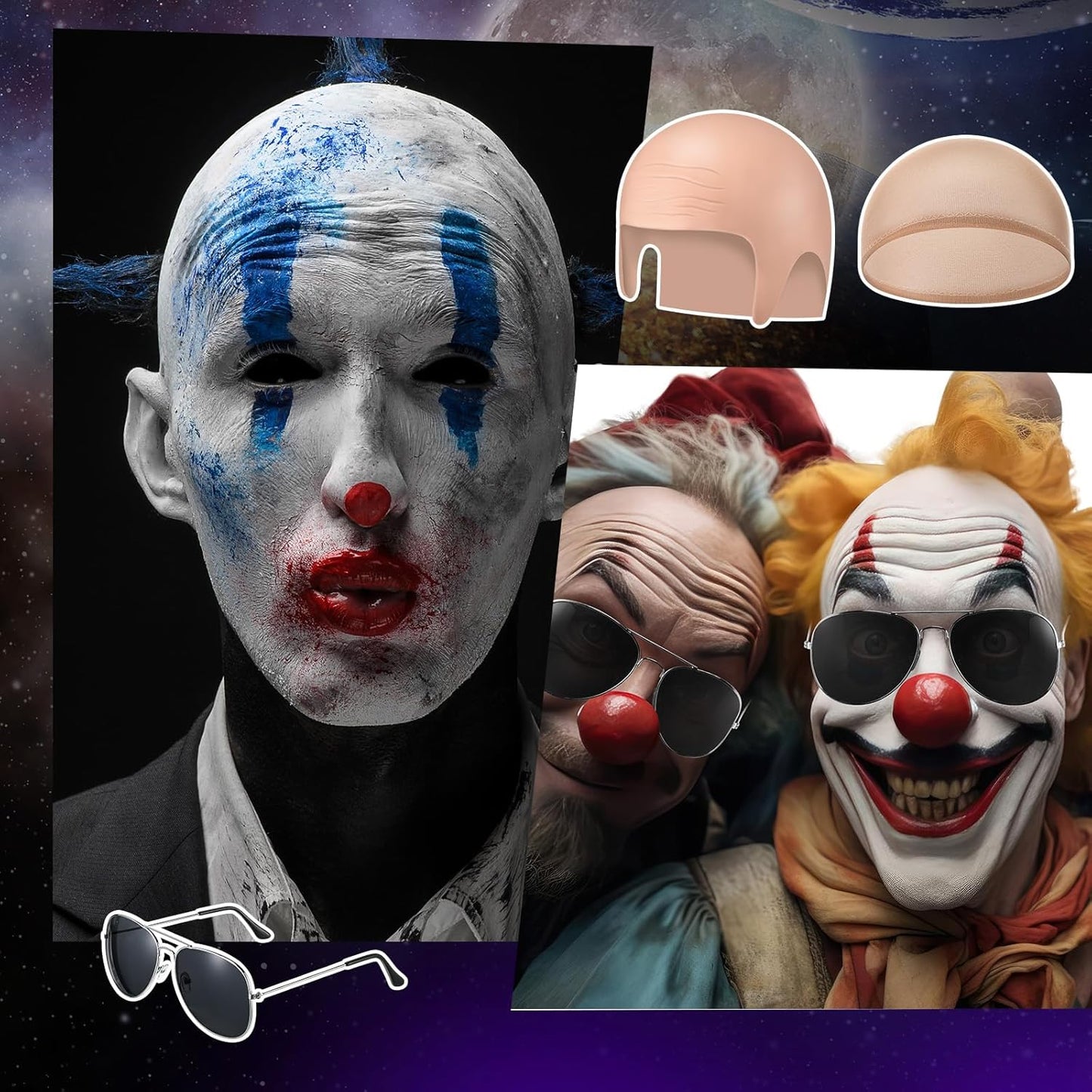 Bald Caps for Cosplay | Nylon Makeup Latex Wig Cap with Glasses for Men & Women