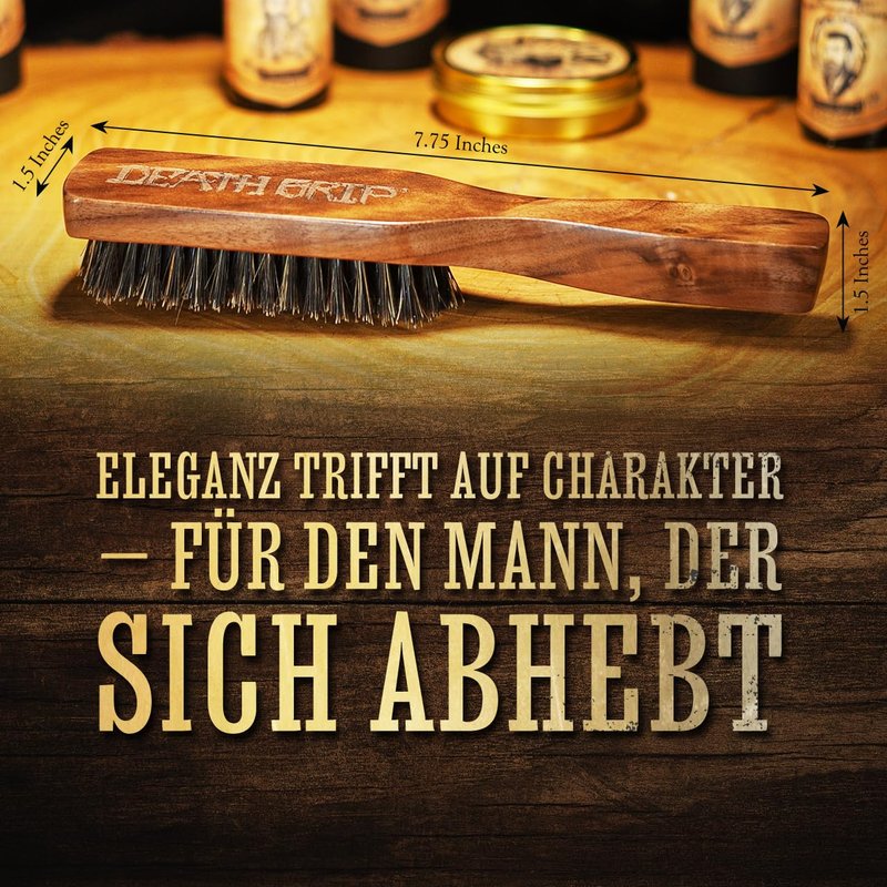 Death Grip Beard Brush and Comb (Wooden Death Grip Brush For Grooming Beards & Hair)