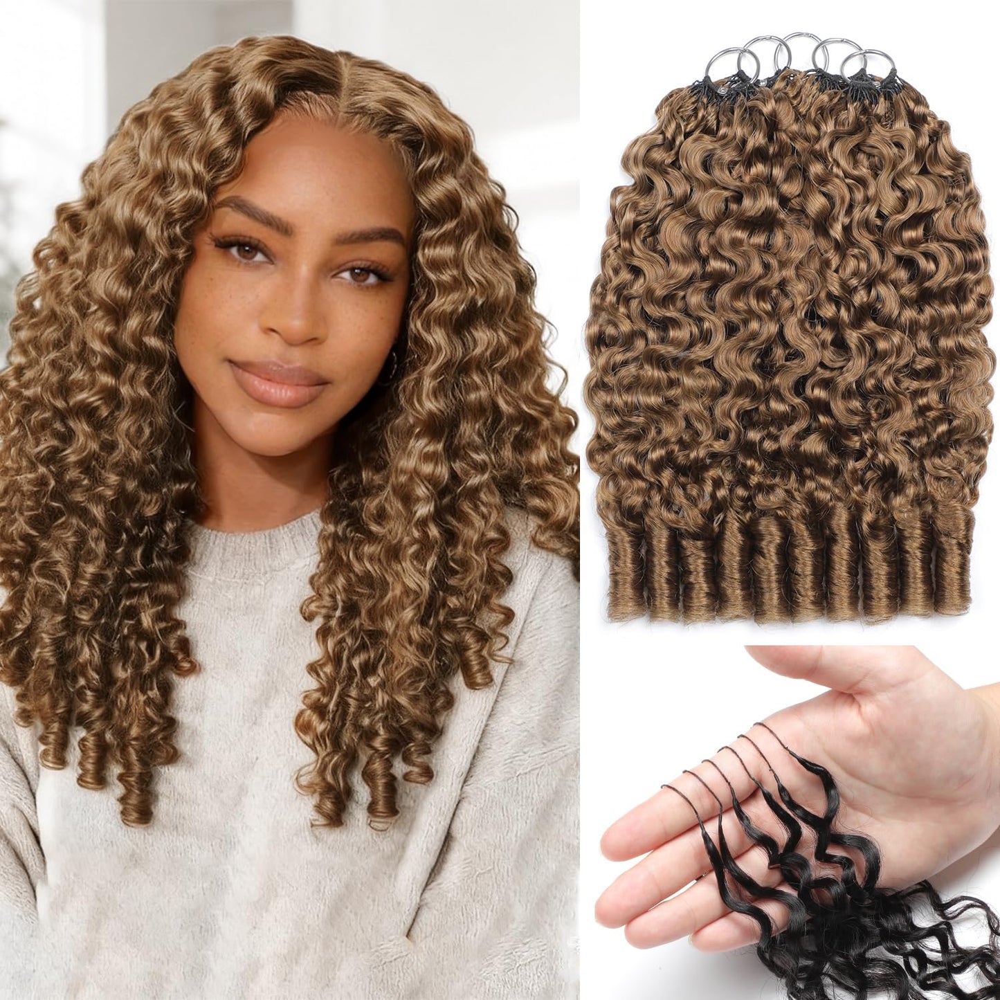 Burmese Curly Crochet Hair - Miracle Knots for Black Women | 18 Inch, 125g, 100 Strands