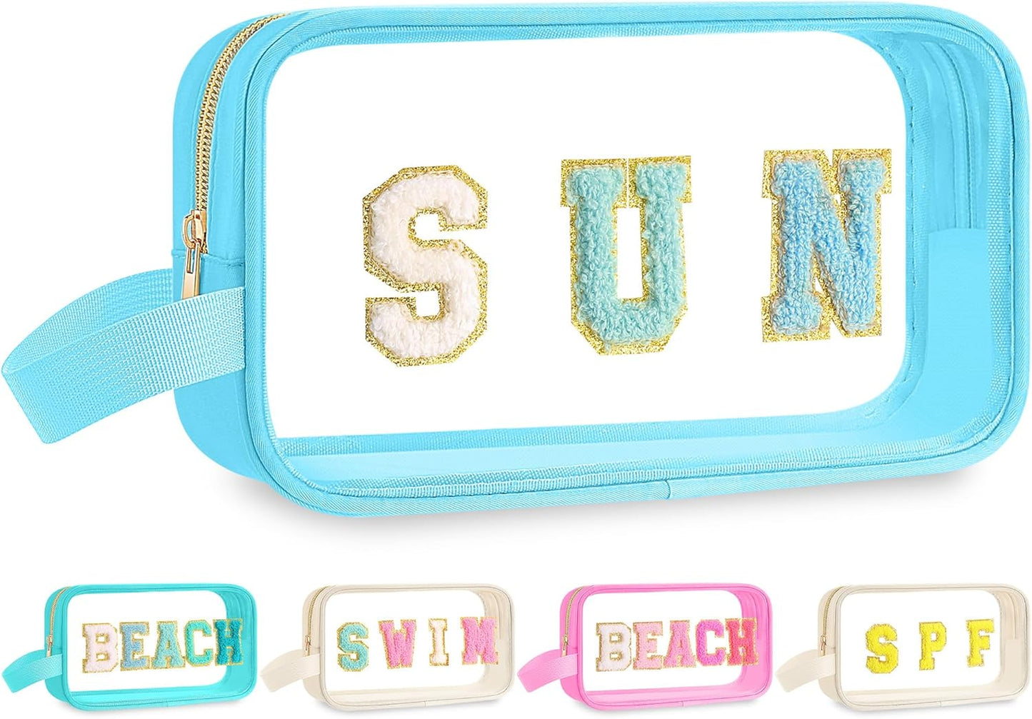 Teacher Survival Kit Bag - Waterproof Clear Makeup Pouch with Chenille Letters | Perfect Gift for Women