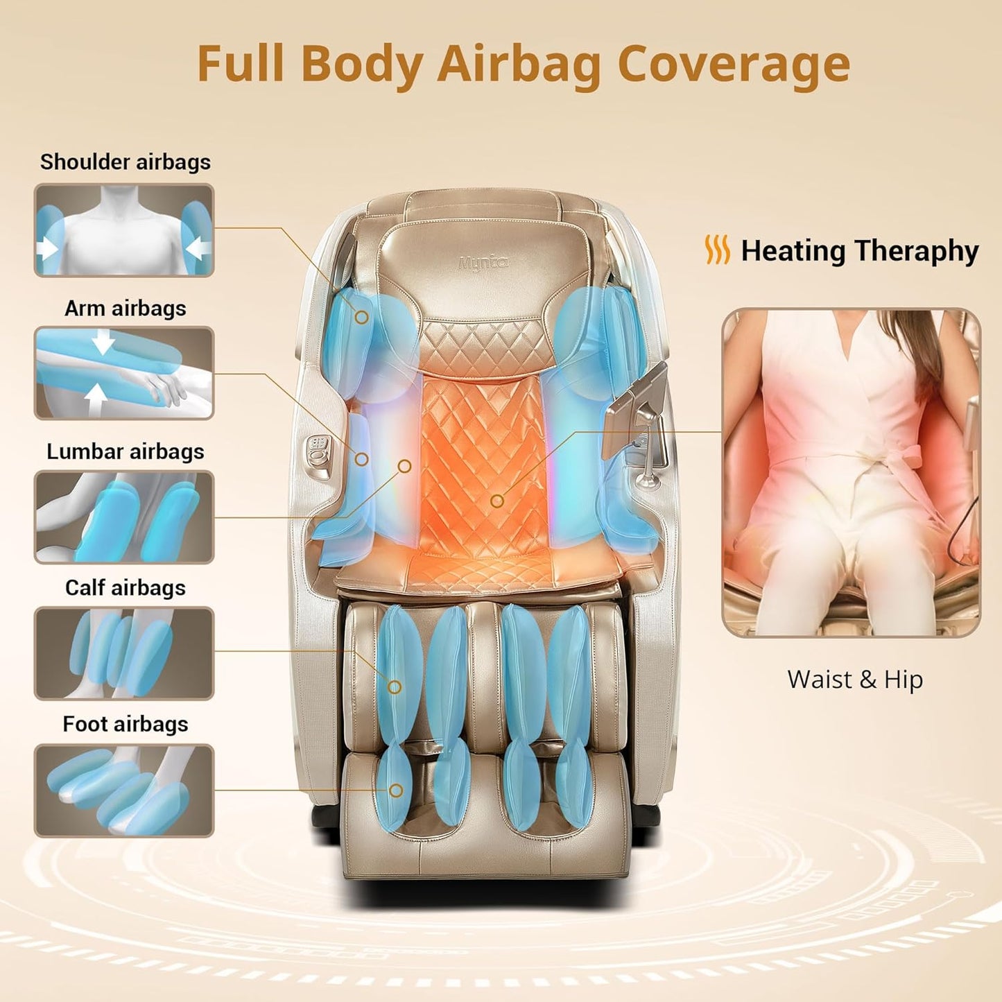 Full Body Massage Chair with Heat - Zero Gravity SL-Track 3D Massage, 12 Modes & Techniques | Calf & Foot Massage, Relaxation