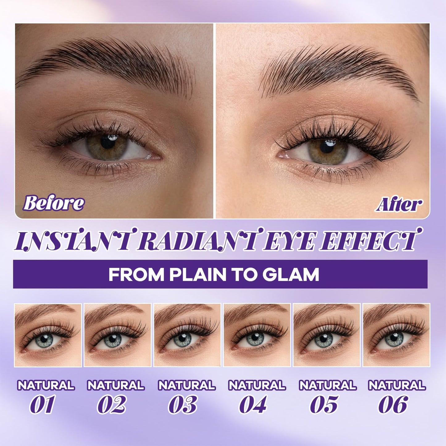 B&Q Wispy Lash Clusters Kit, Natural 01, Individual False Eyelashes Extension Set, Undetectable Natural Look for Effortless Day-to-Night Beauty, from Office Elegance to Date Night Glamour(8-16mix)
