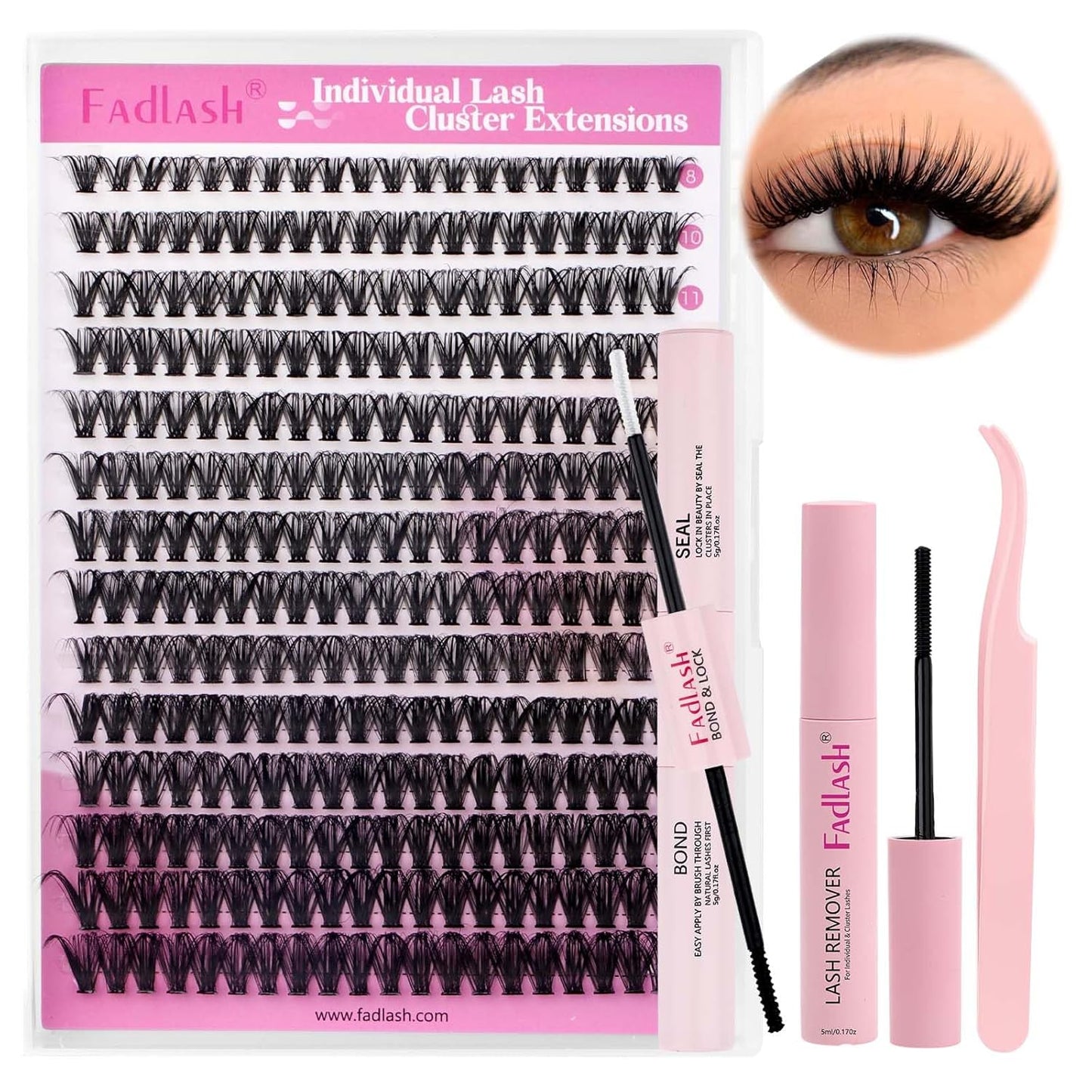 FADLASH Natural Eyelash Clusters - Fluffy 100D/200D Extensions | DIY Home Use, 8-16mm D Curl, 2 Pack