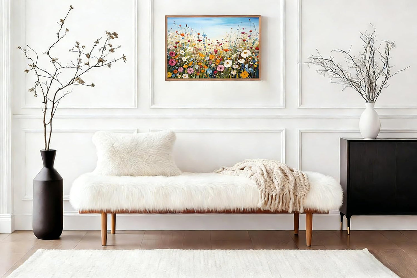 5D Diamond Painting Kit - Sea of Flowers Full Round Drill Art | DIY Crystal Gem Painting, 16x12 Inch