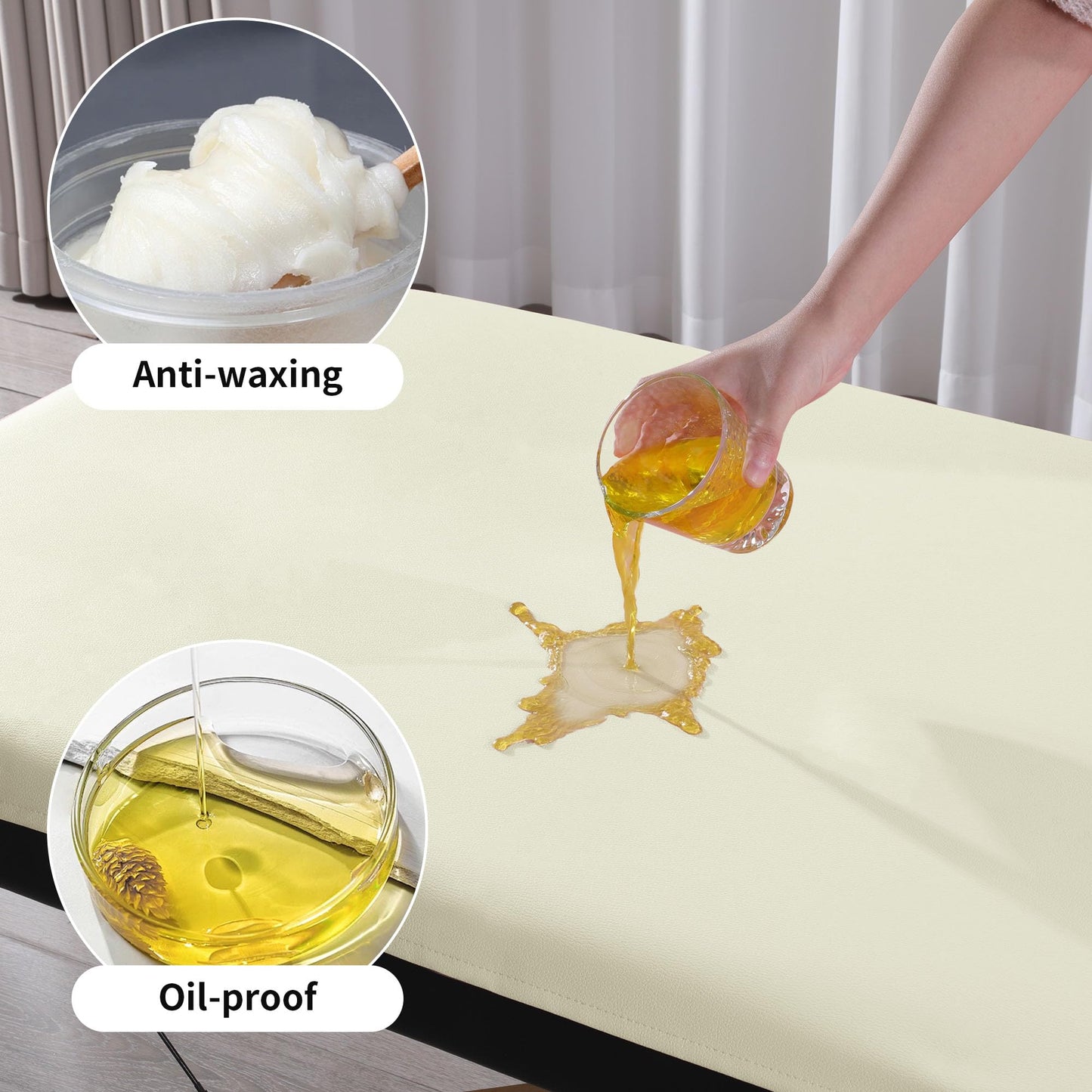 BALAPET Lash Bed Sheets Non-Sticky Sugaring and Waxing Pad Wipeable and Waterproof PU Leather Massage Table Cover Suitable for Grafting Eyelash Beds Massage Tables,SPA,Beauty(White)