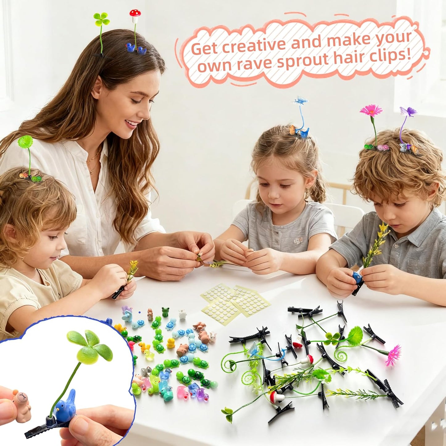 Xyntara DIY Rave Hair Clips - 50 Sets Mixed Style Plant Hairpins for Women & Kids | Turtle Design