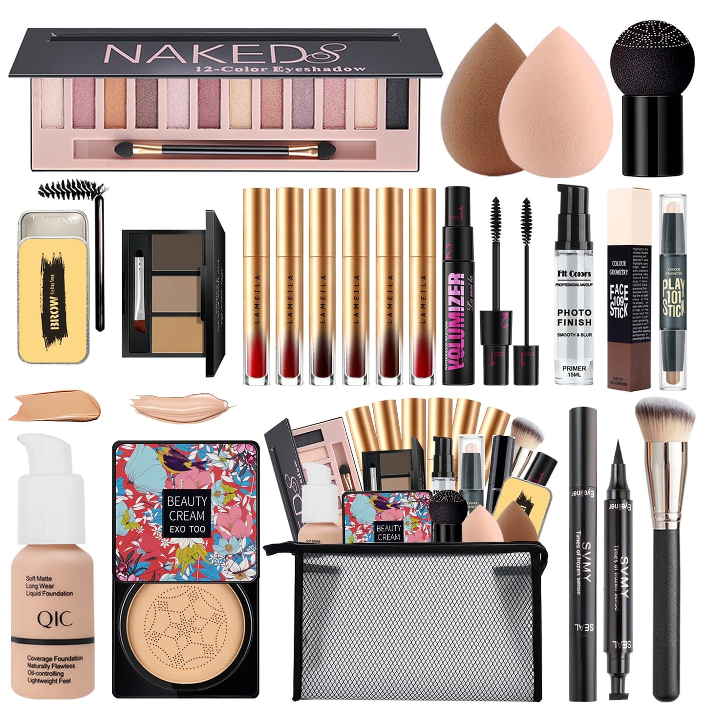 Makeup Kit for Women - All-in-One Travel Gift Set with Eyeshadow, Foundation, Lipstick & More | Complete Beauty Essentials