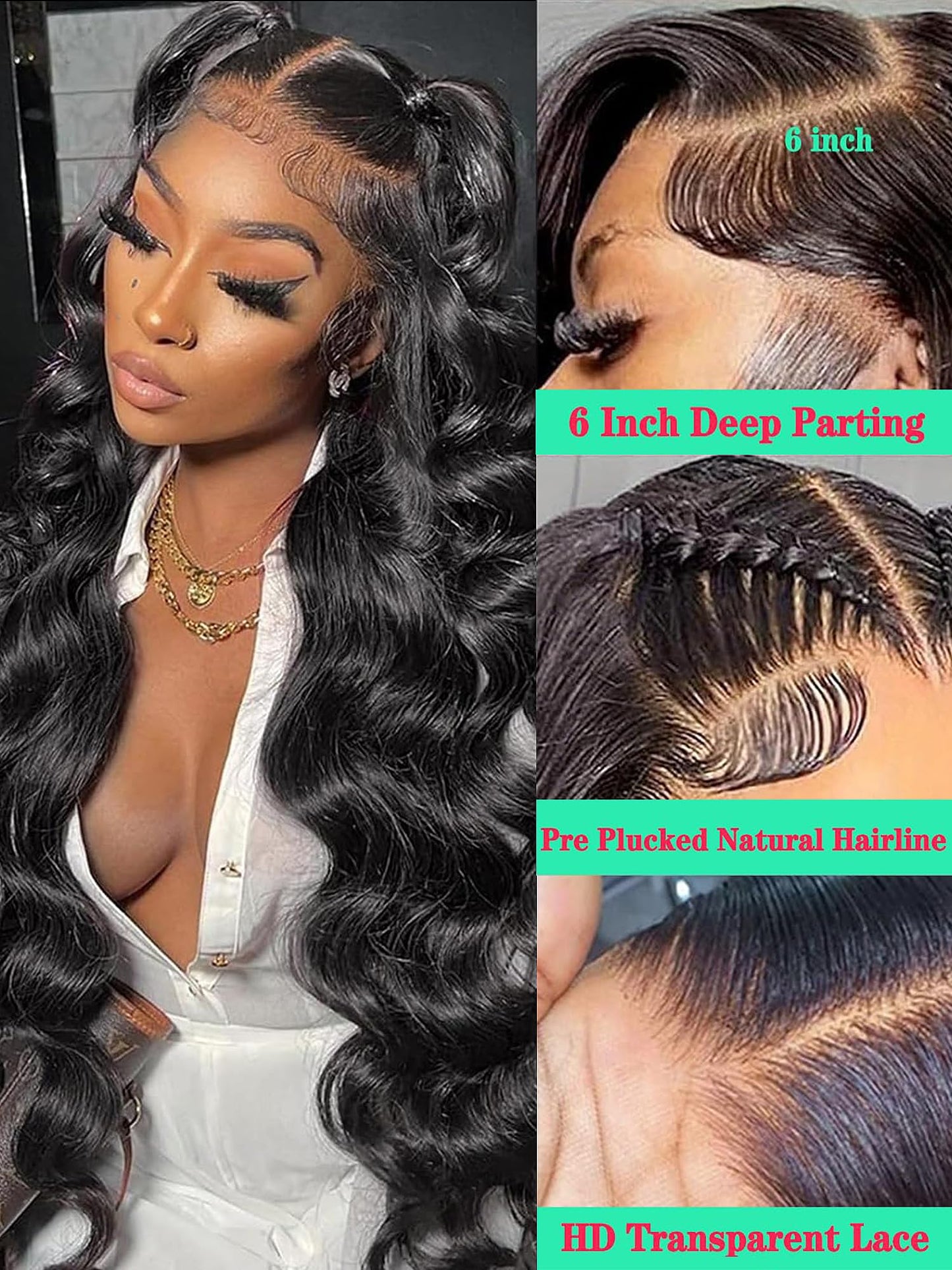 Fongly Body Wave Lace Front Wigs Human Hair 13x6 Lace Front Wigs Human Hair 200% Density 26 Inch 13x6 HD Lace Frontal HumanHair Wigs for Black Women With BabyHair