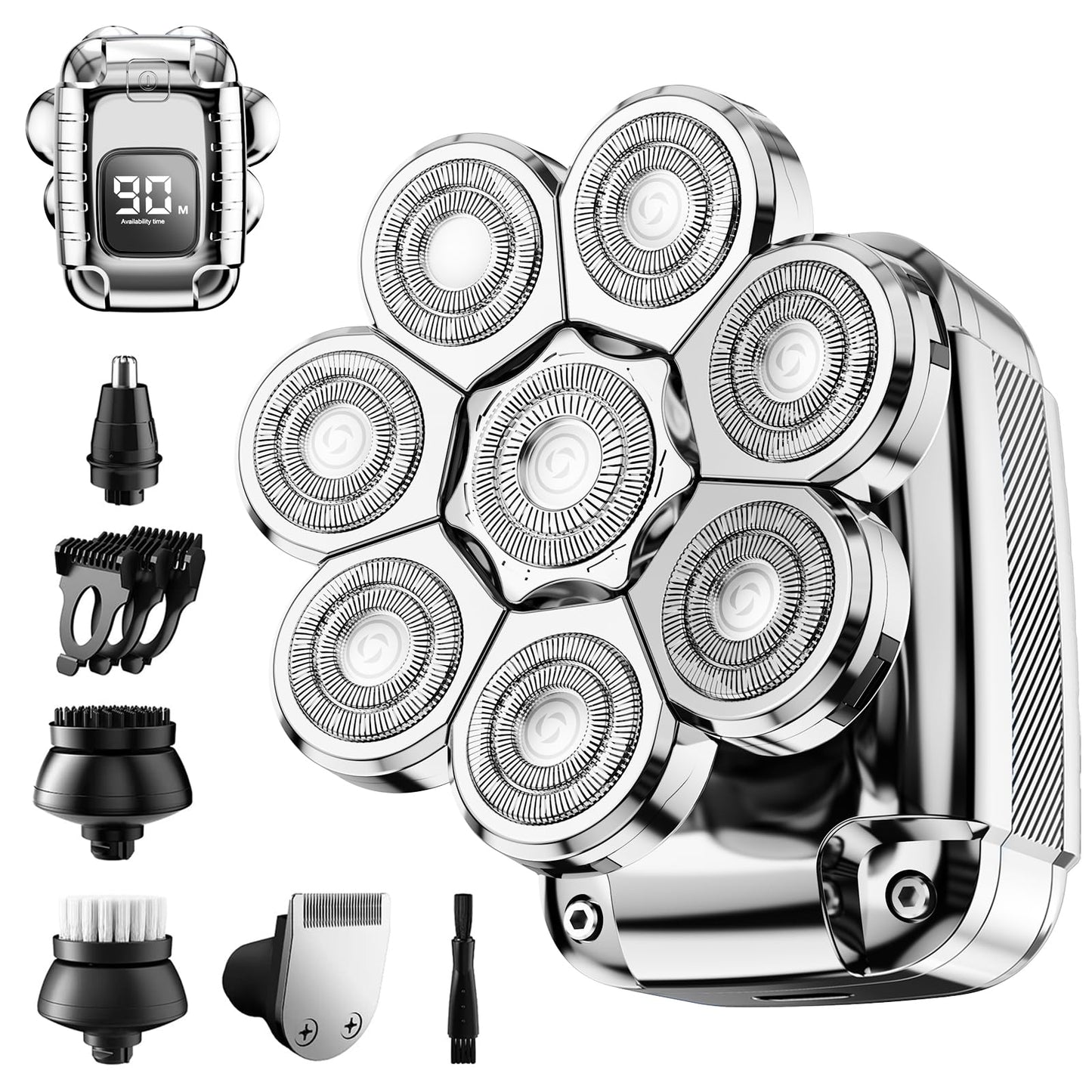 Head Shaver for Bald Men,2024 Upgrade 8-in-1 Men’s Electric Shaver Bald Head Shaver for Men,Electric Razor for Bald Men IPX7 Waterproof Rotary Shaver Grooming Kit with LED Display